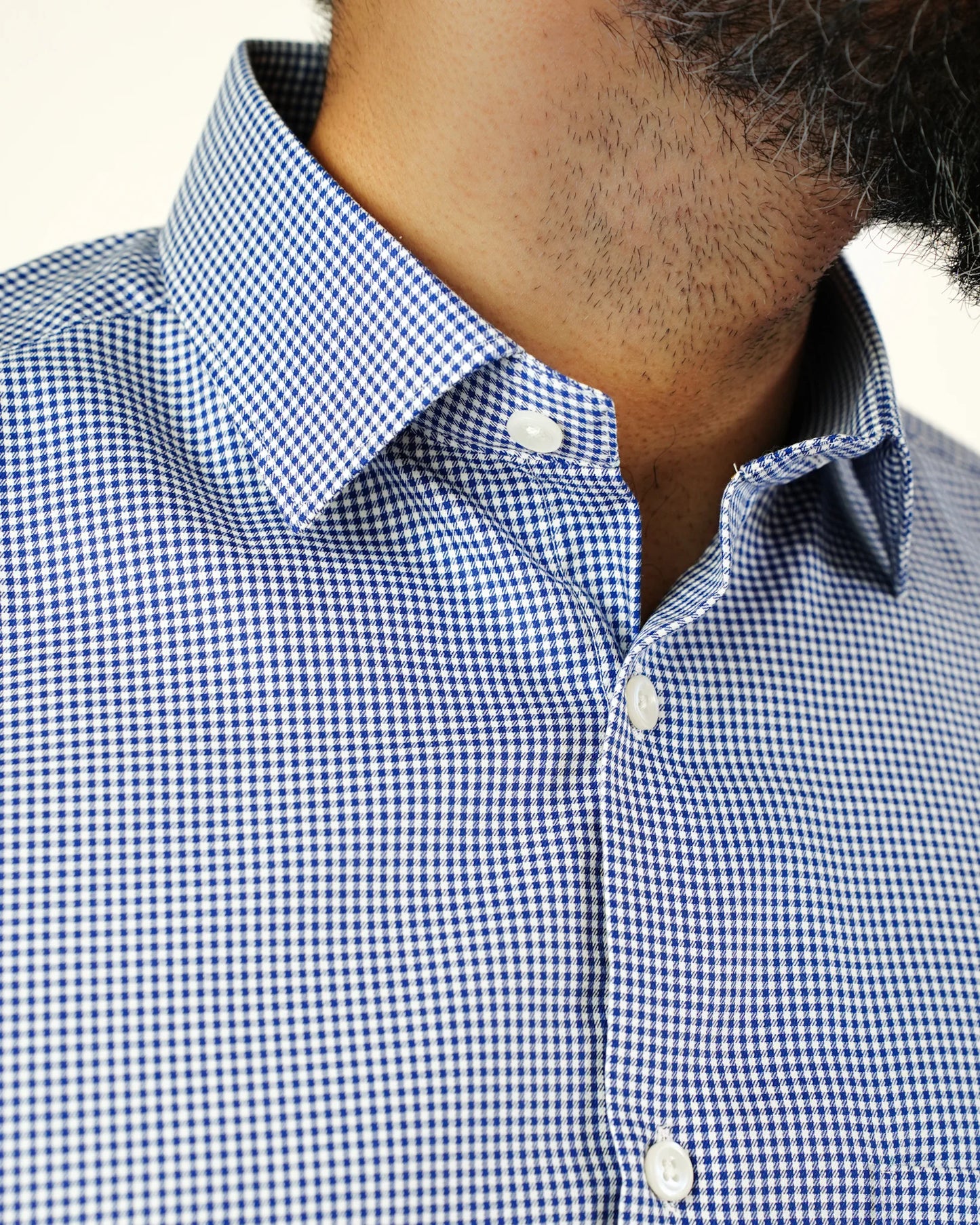 Azure Houndstooth Micro Check Shirt