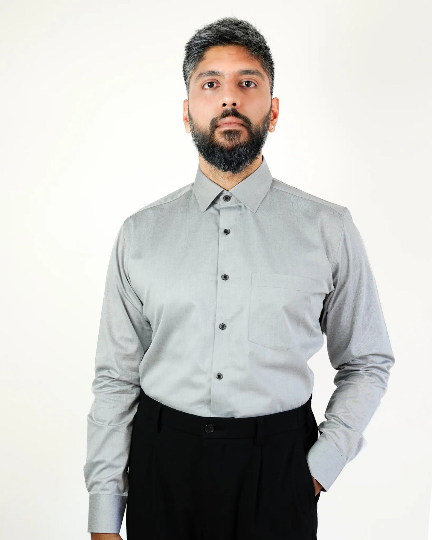 Cloud Grey Chambray Cotton Shirt