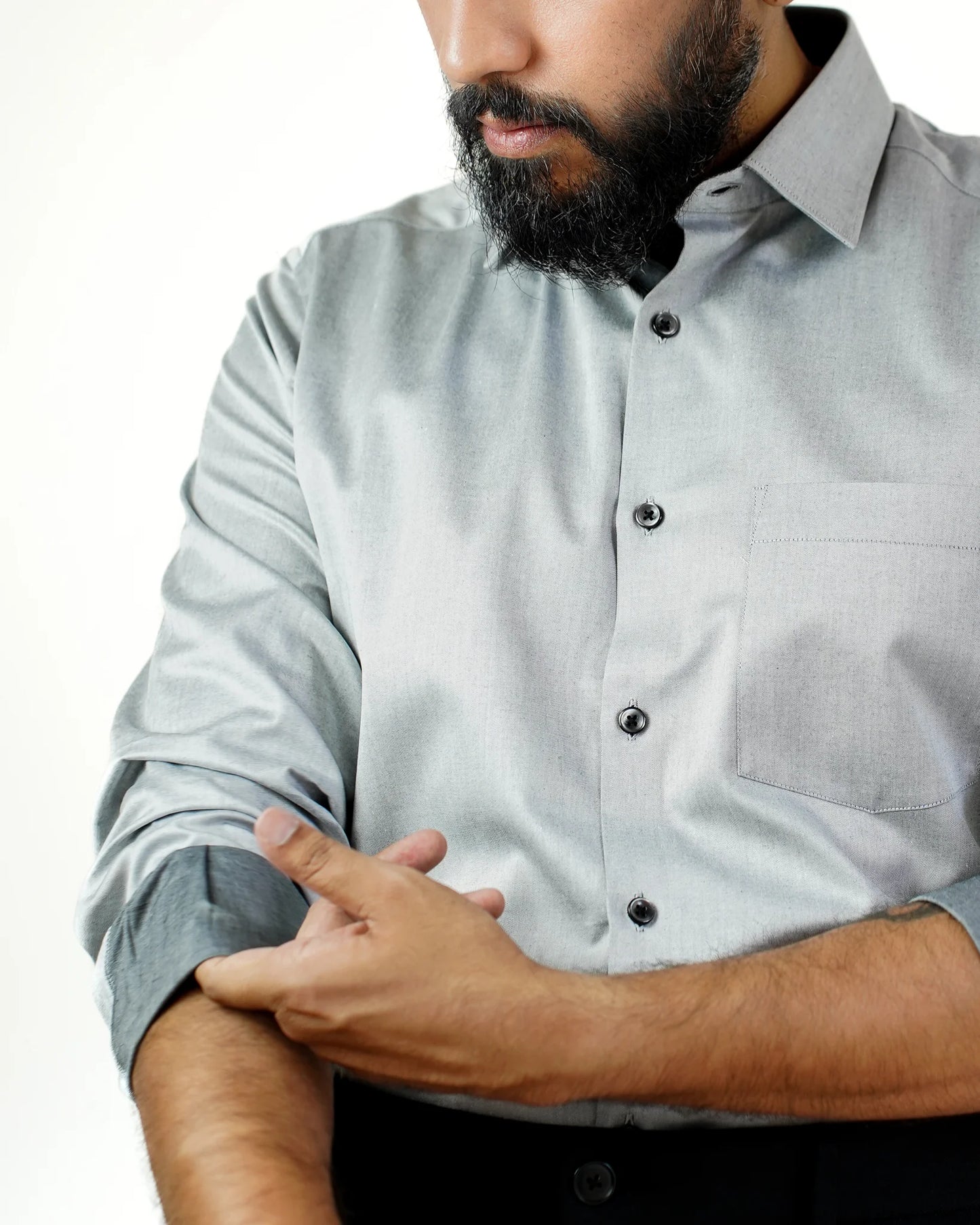 Cloud Grey Chambray Cotton Shirt
