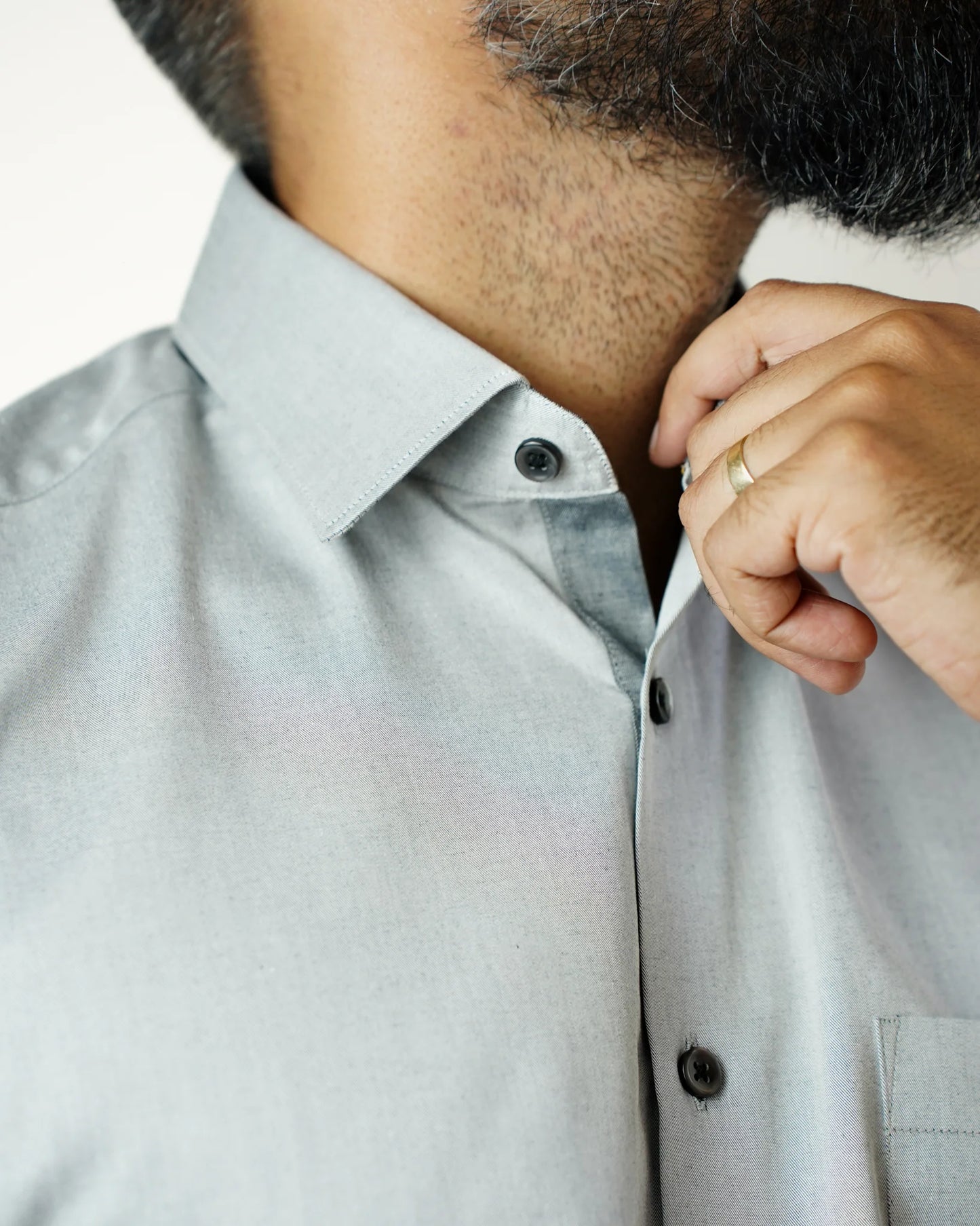 Cloud Grey Chambray Cotton Shirt