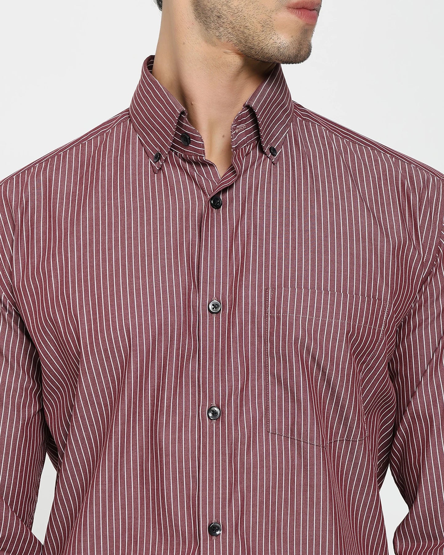 Carmine Pinstripe Cotton Shirt