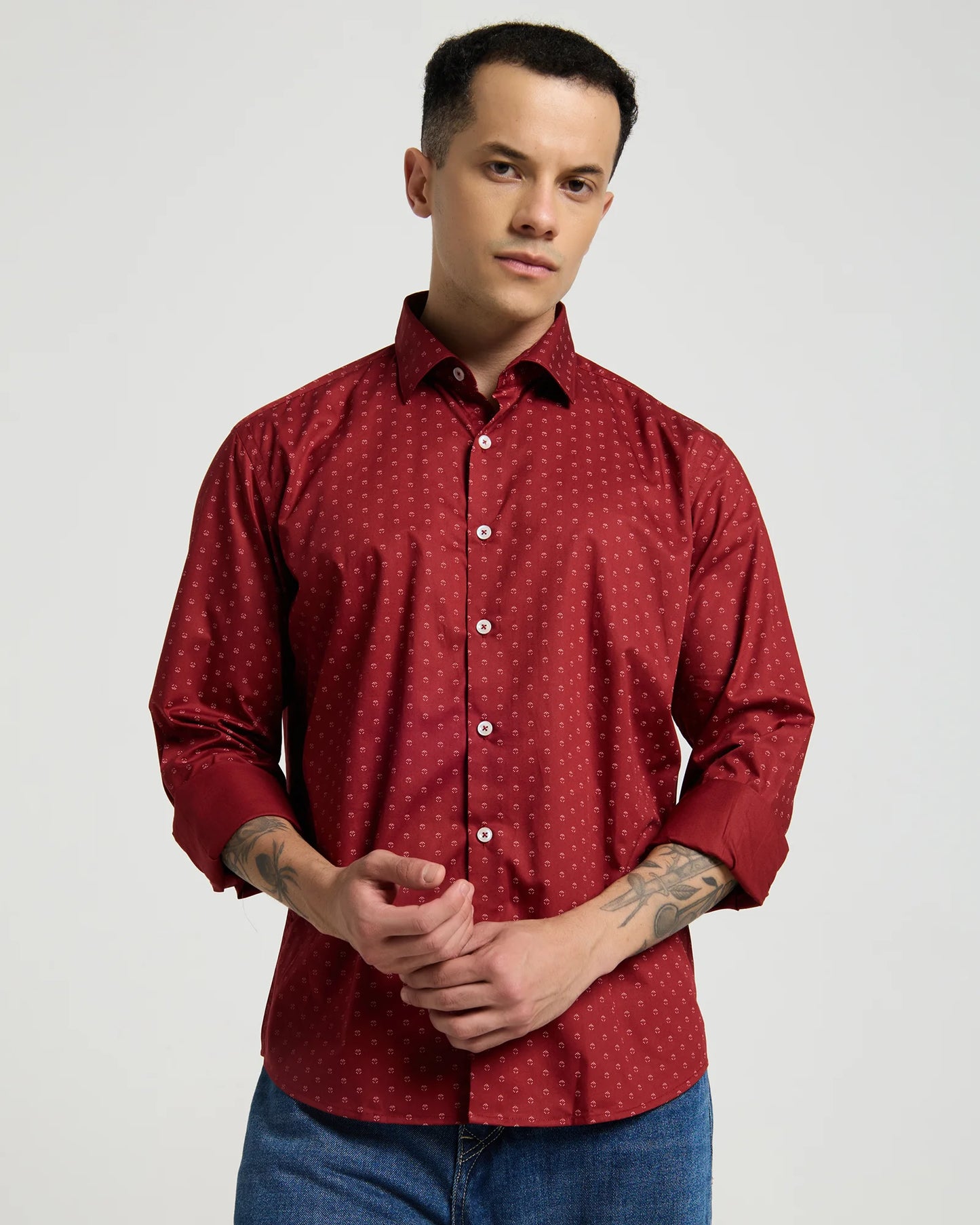 Imperial Garnet Micro Motif Shirt