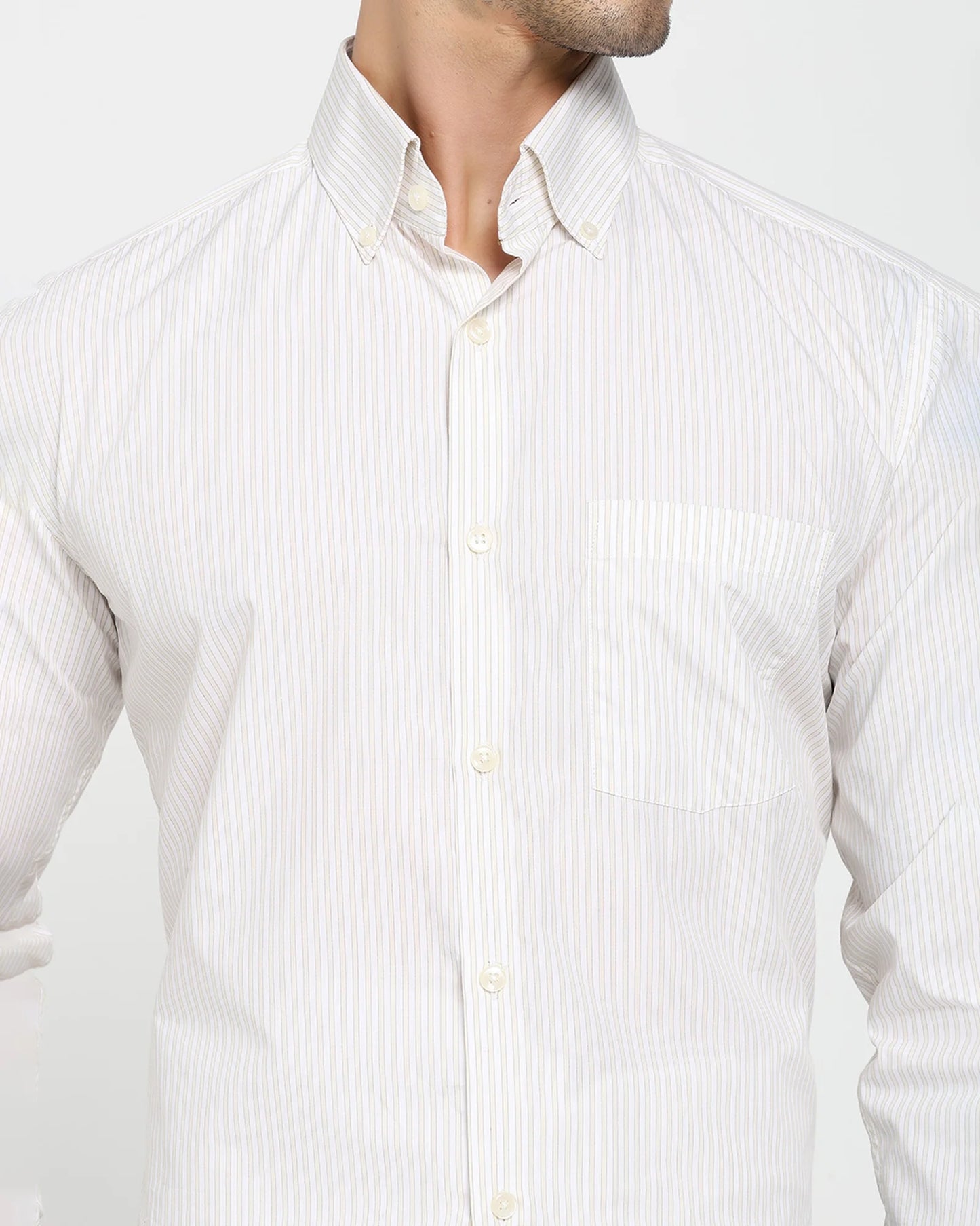 Ivory Pinstripe Button-Down Shirt