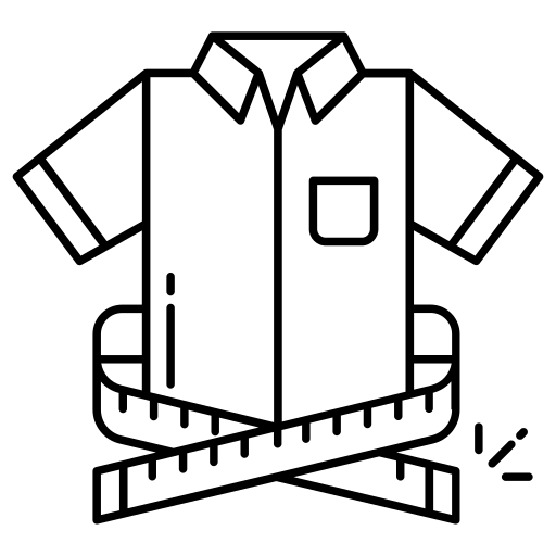Outline of a shirt with a tape measure on a white background