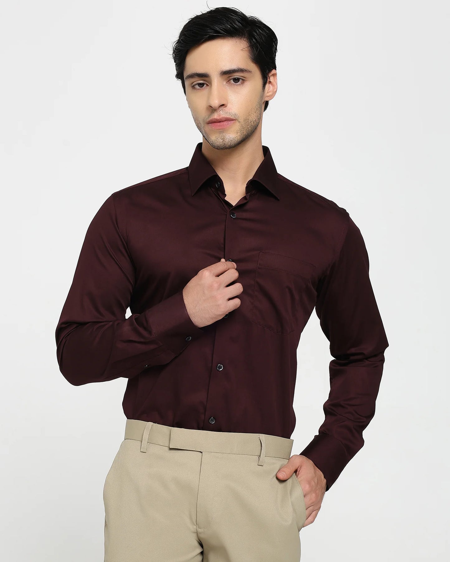 Merlot Satin Giza Cotton Shirt