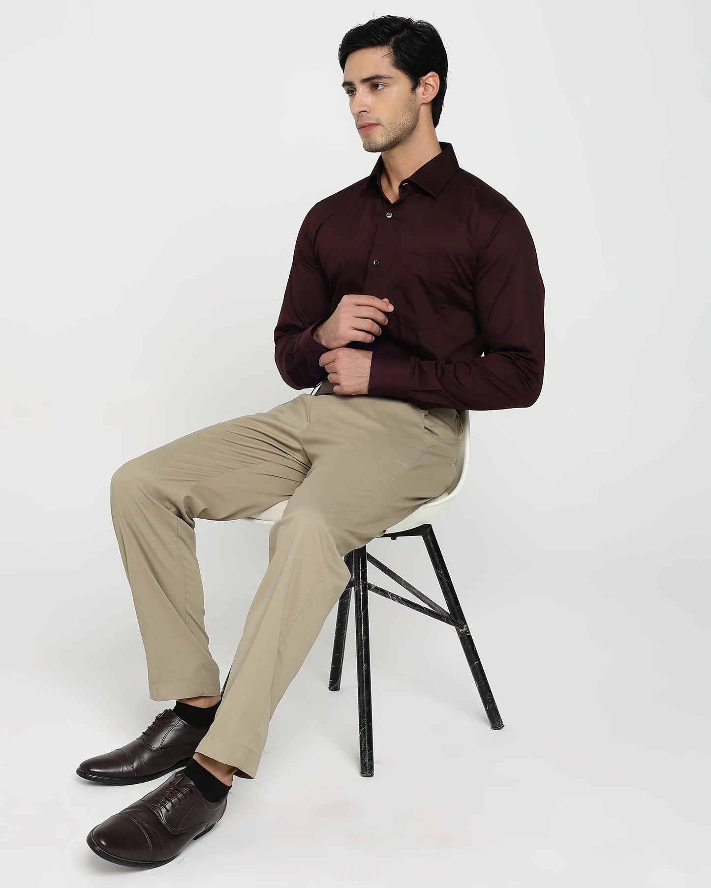 Merlot Satin Giza Cotton Shirt