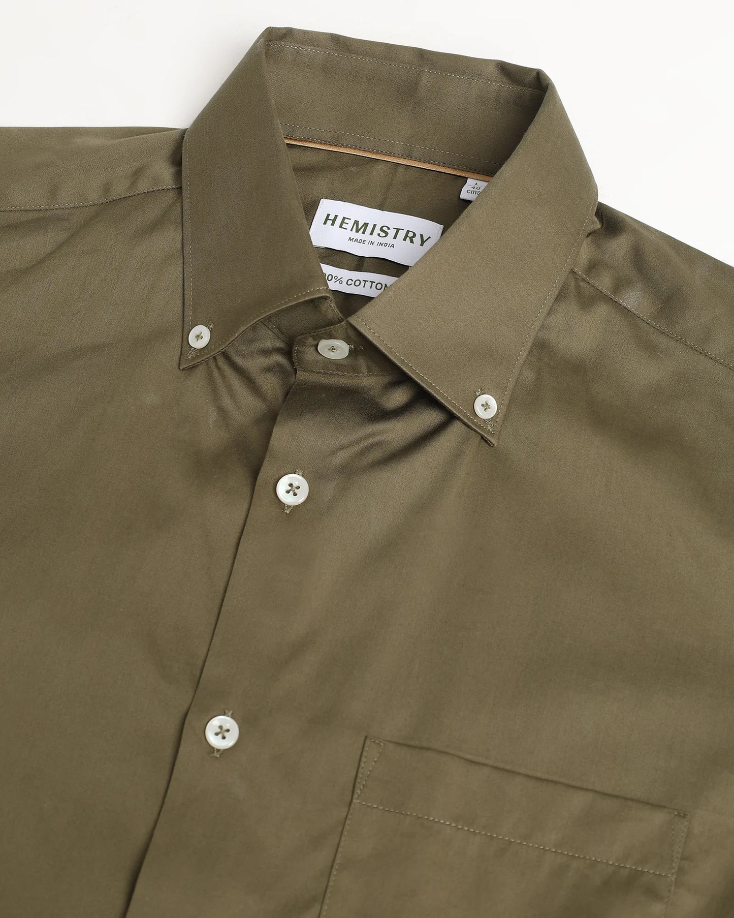 Olive Satin Giza Cotton Shirt