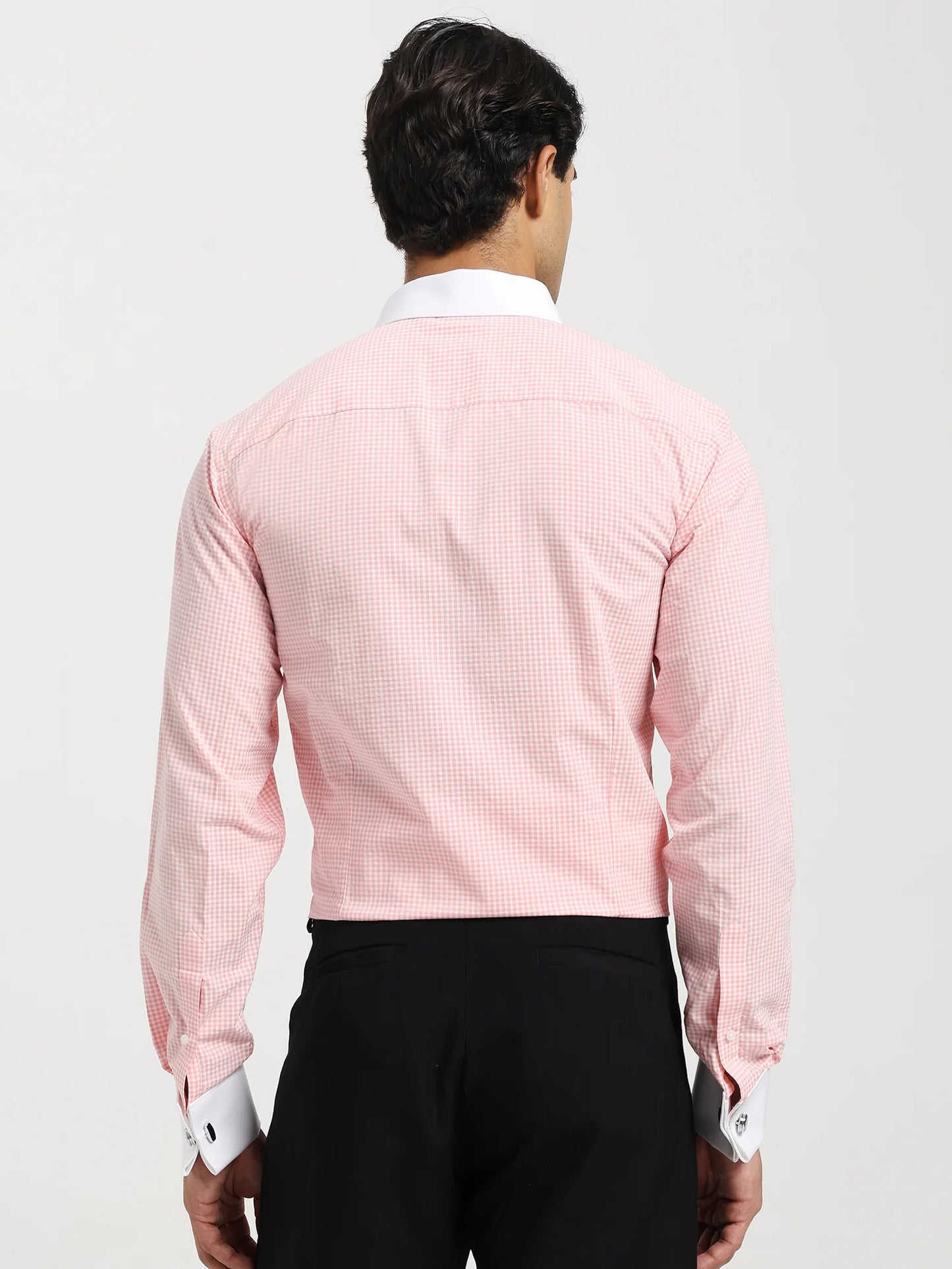 Sakura Microcheck Contrast Collar Shirt