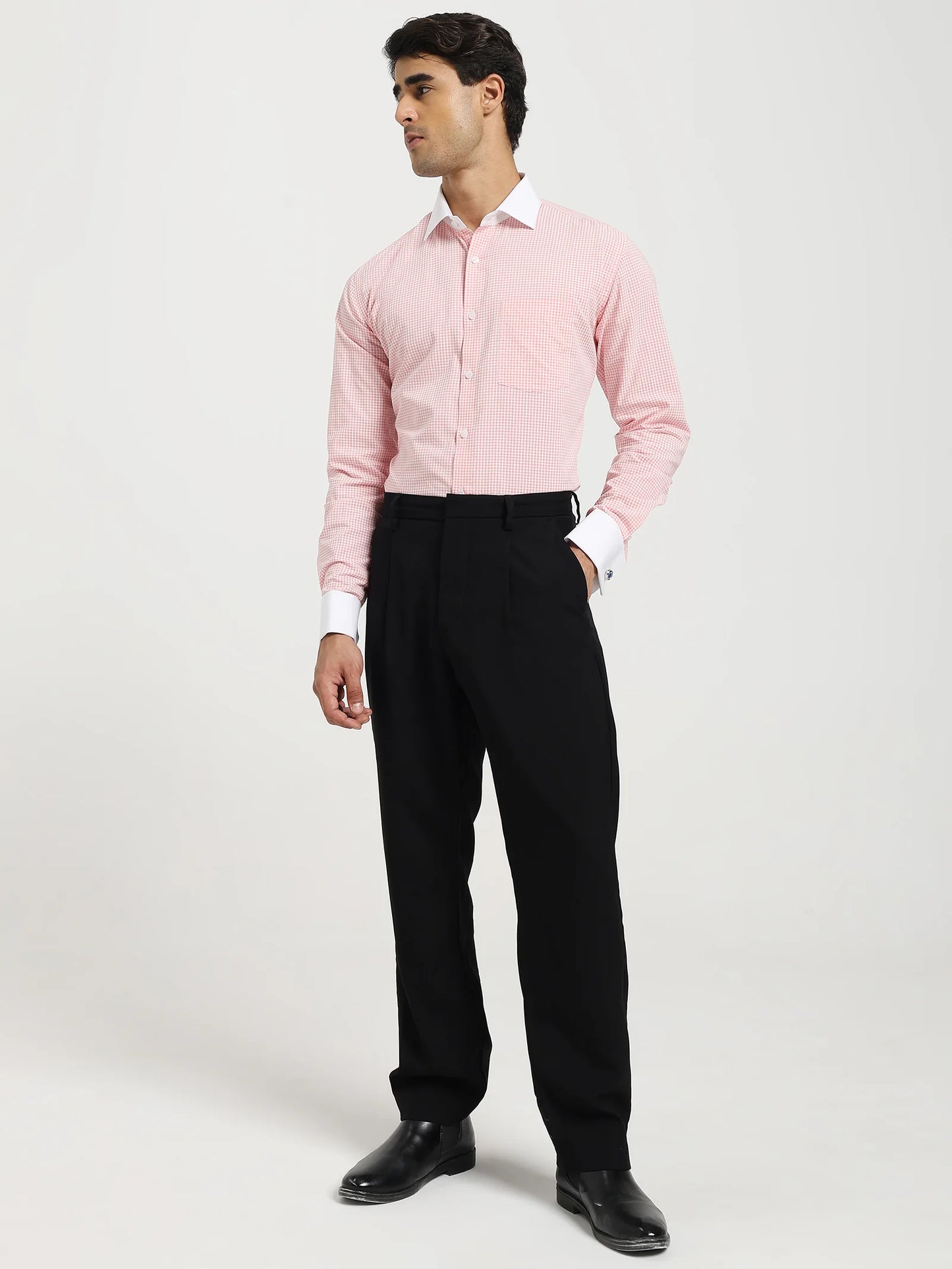 Sakura Microcheck Contrast Collar Shirt