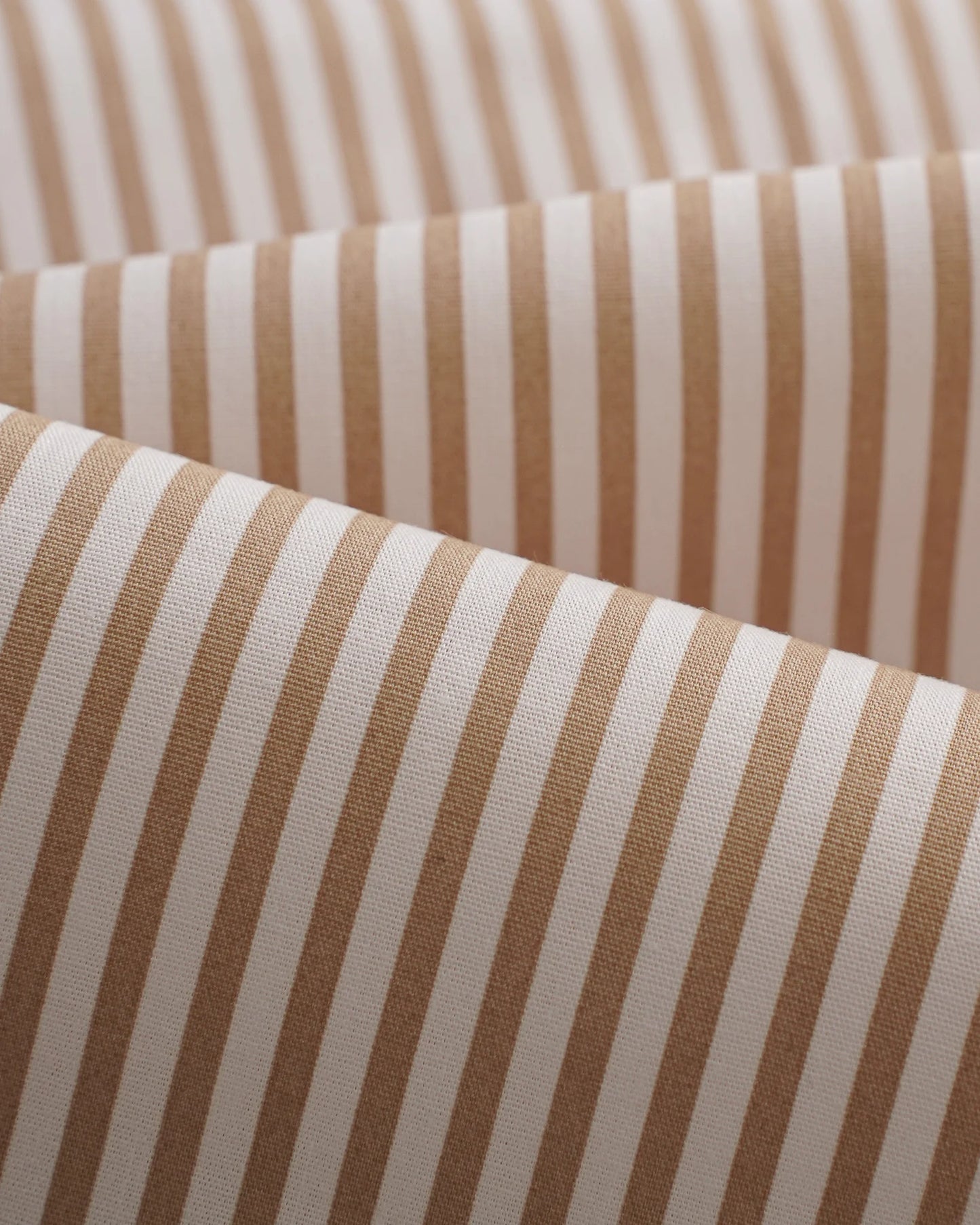 Sandstone brown and white striped cotton poplin fabric texture