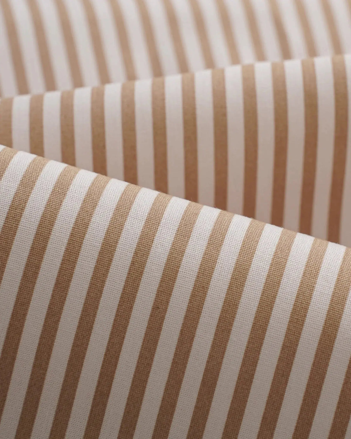 Sandstone brown and white striped cotton poplin fabric texture