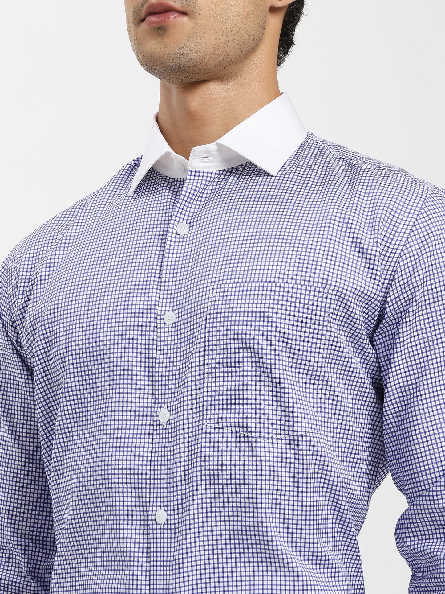 Savile Check Contrast Collar Shirt