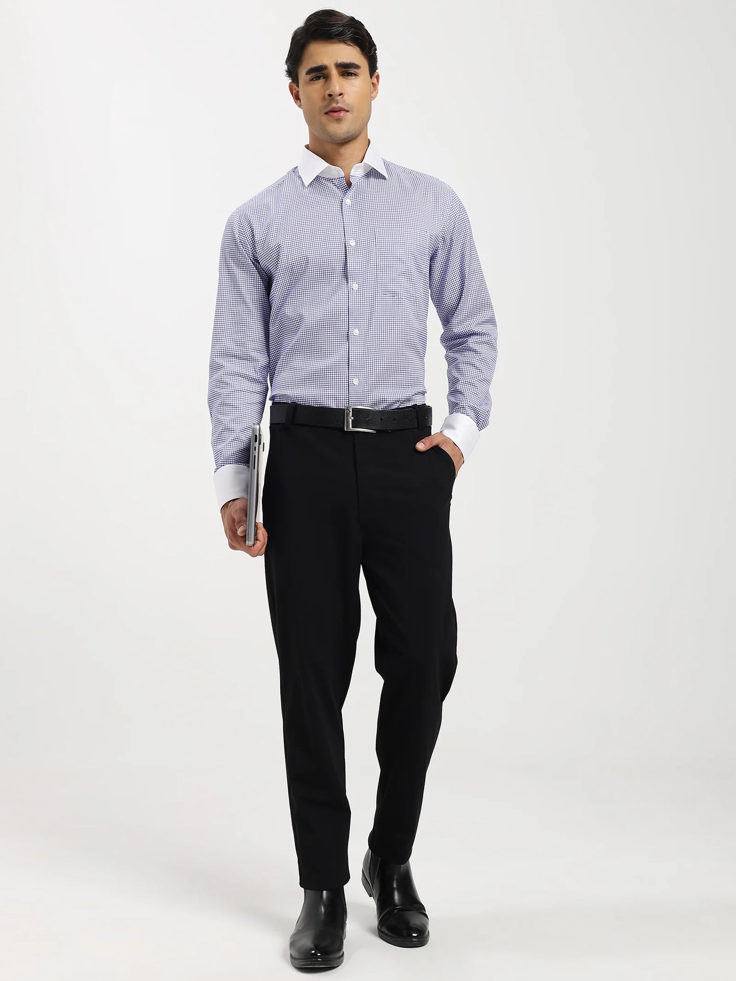 Savile Check Contrast Collar Shirt