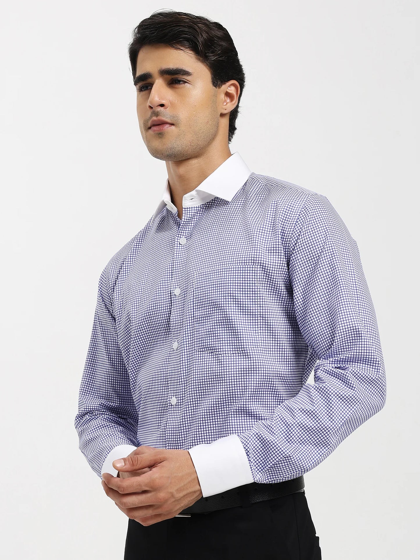 Savile Check Contrast Collar Shirt