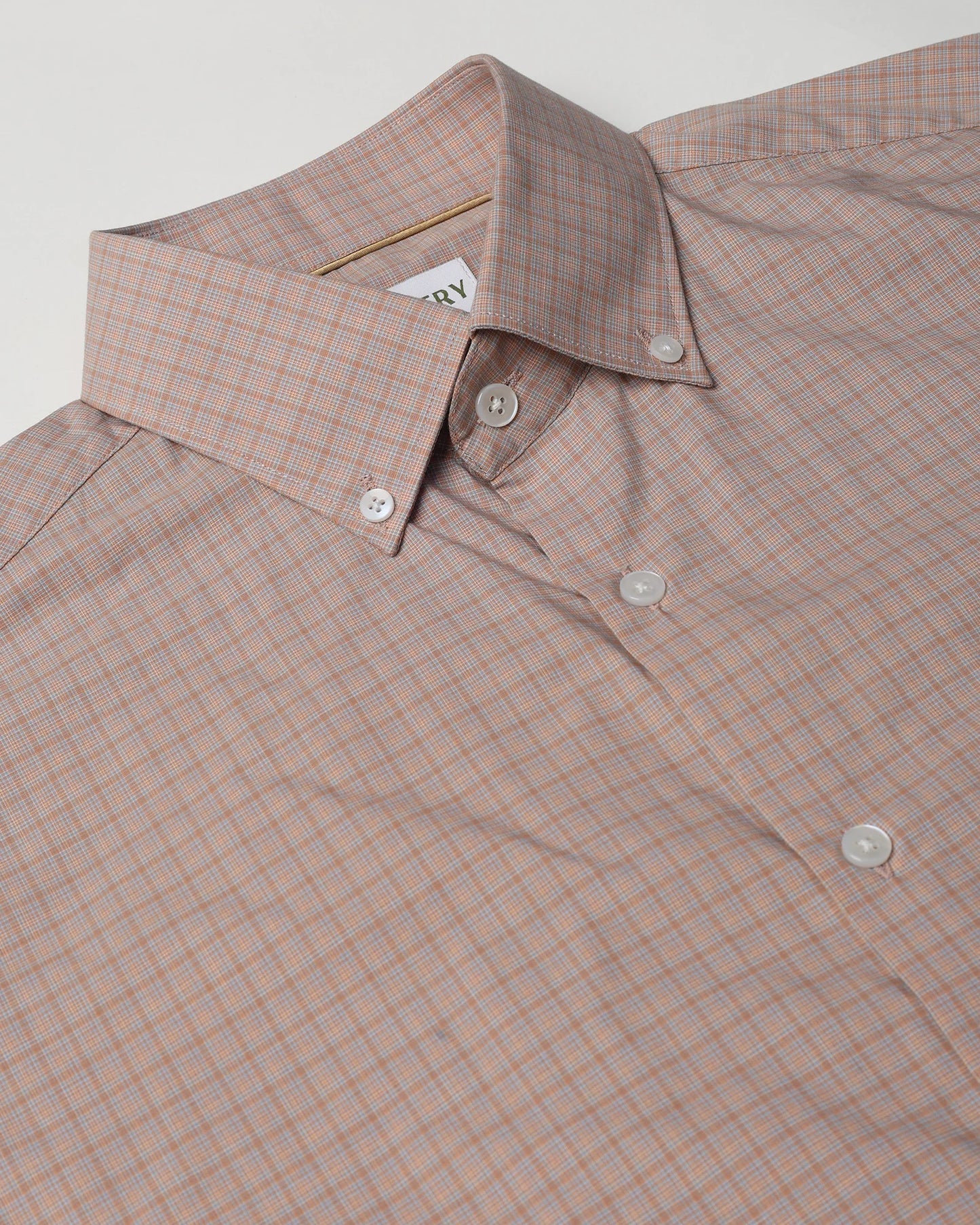Terracotta Check Button‑Down Shirt