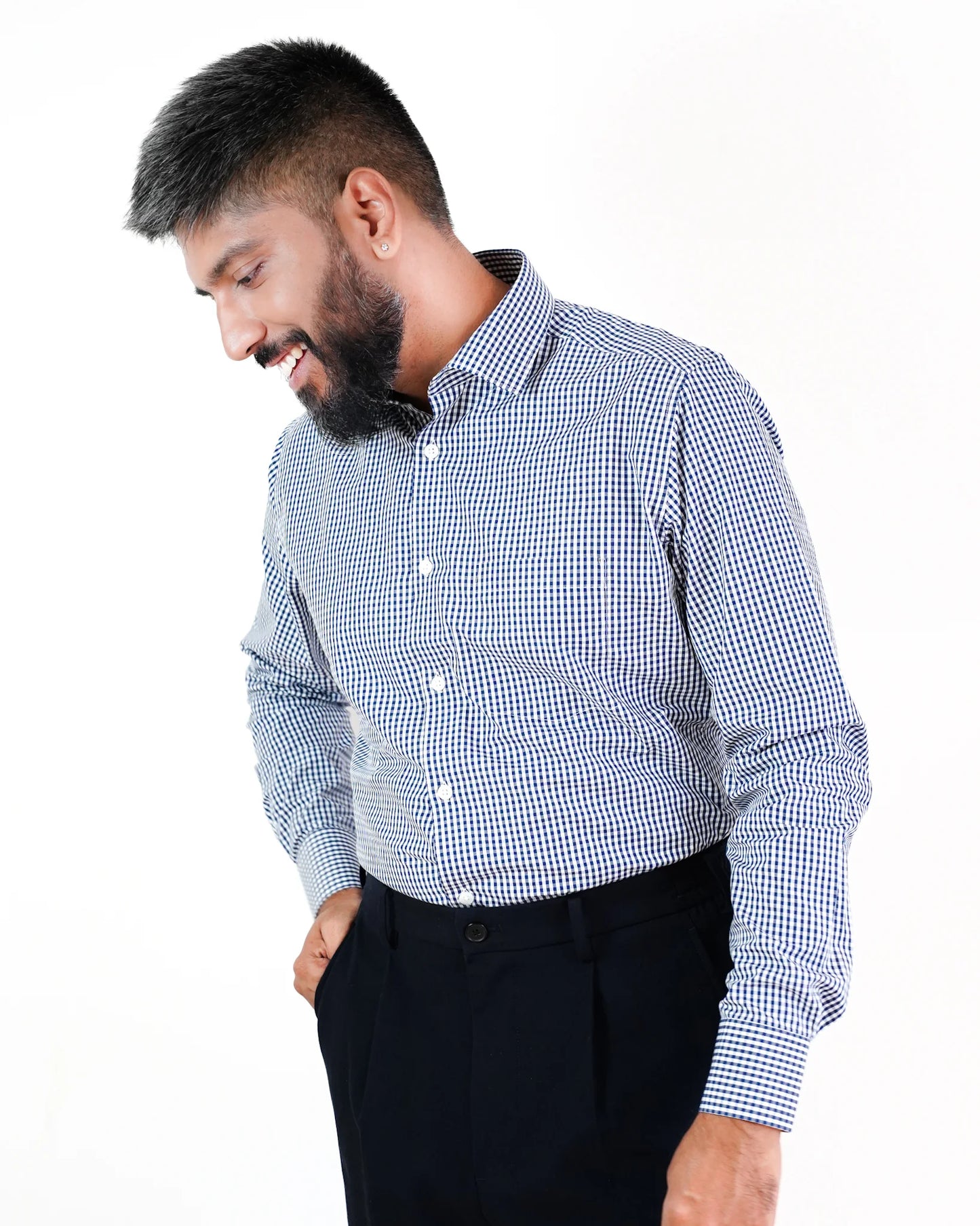 Classic Navy Gingham Shirt