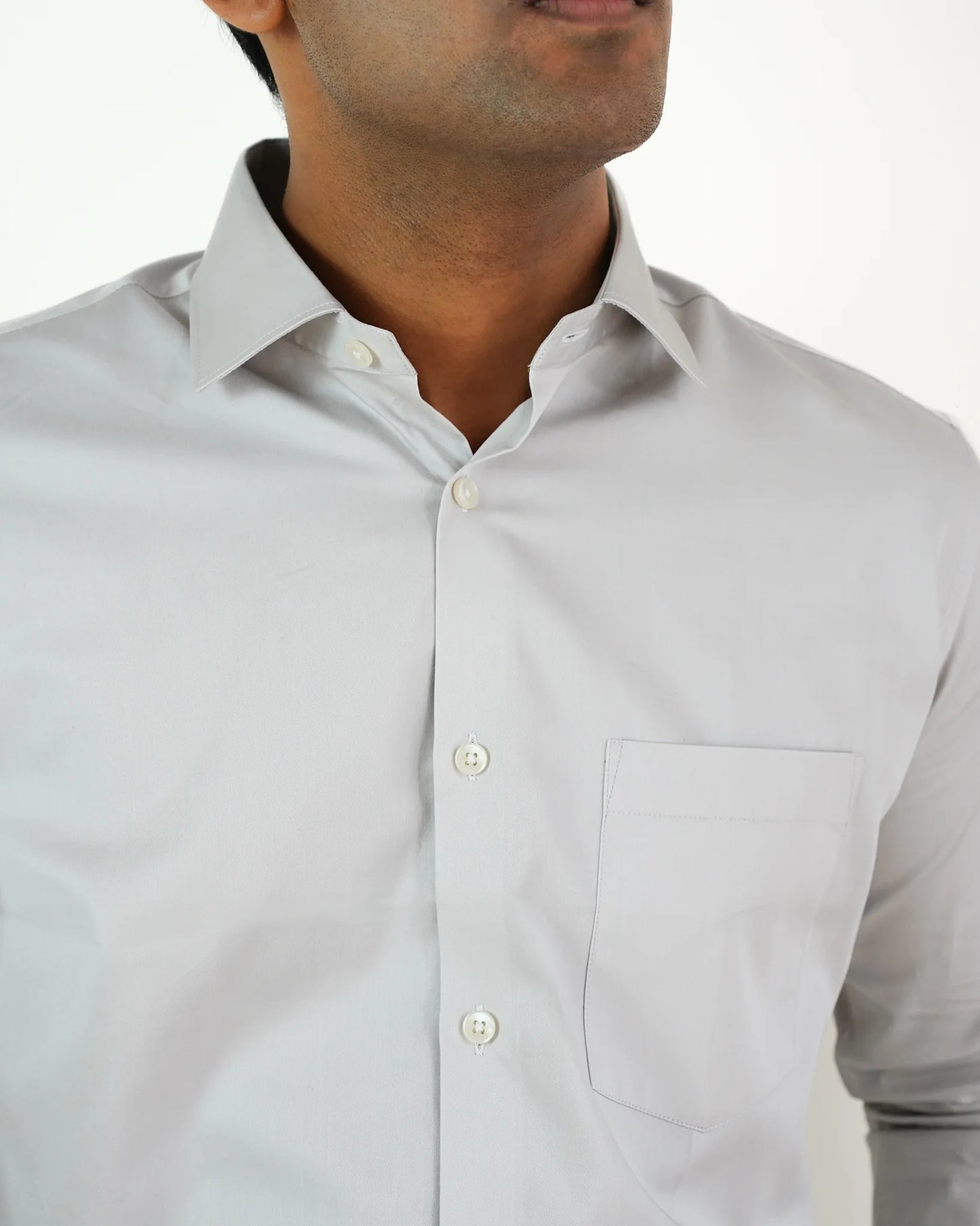 Sleek Silver Mist Satin Shirt