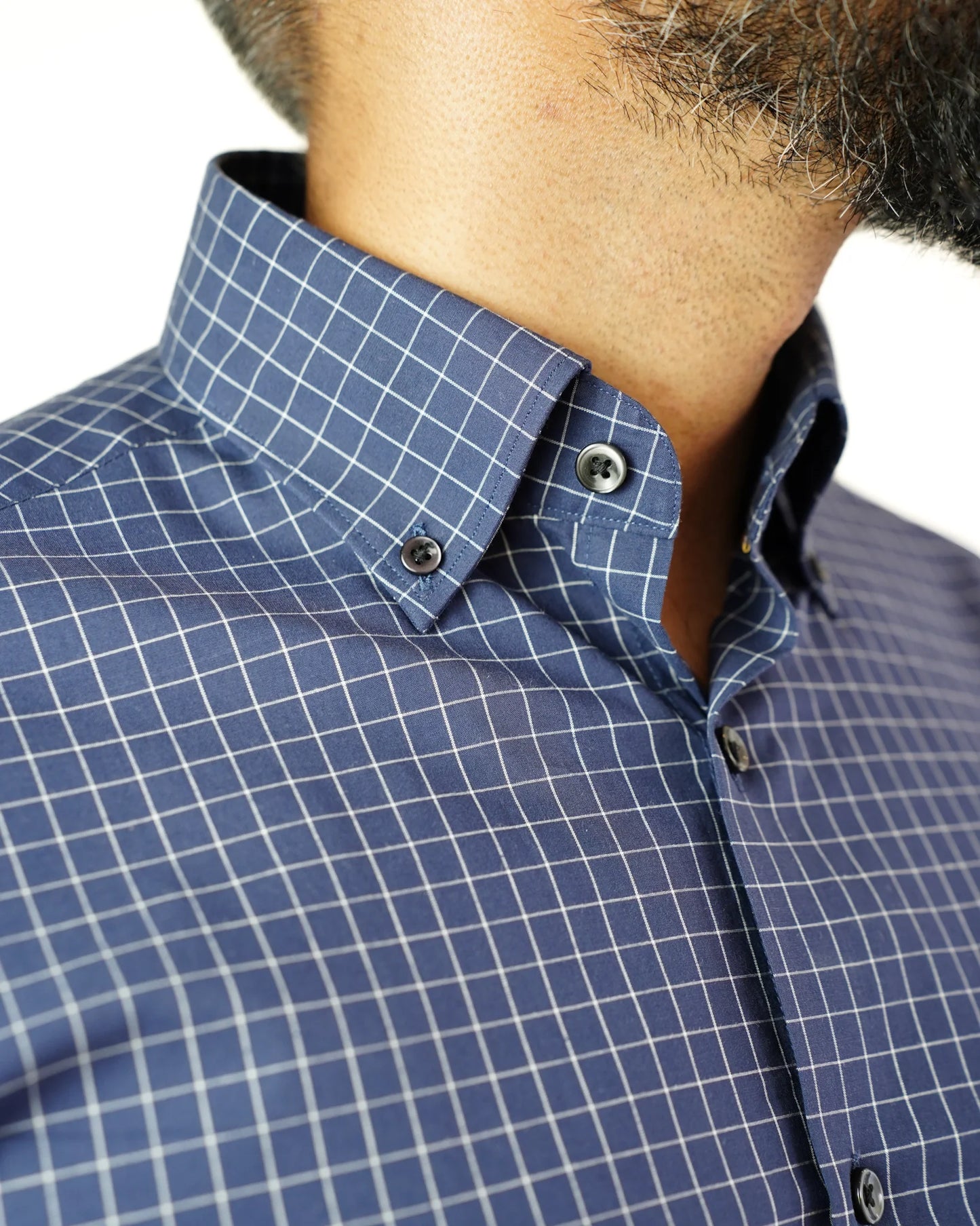 Navy Windowpane Check Shirt