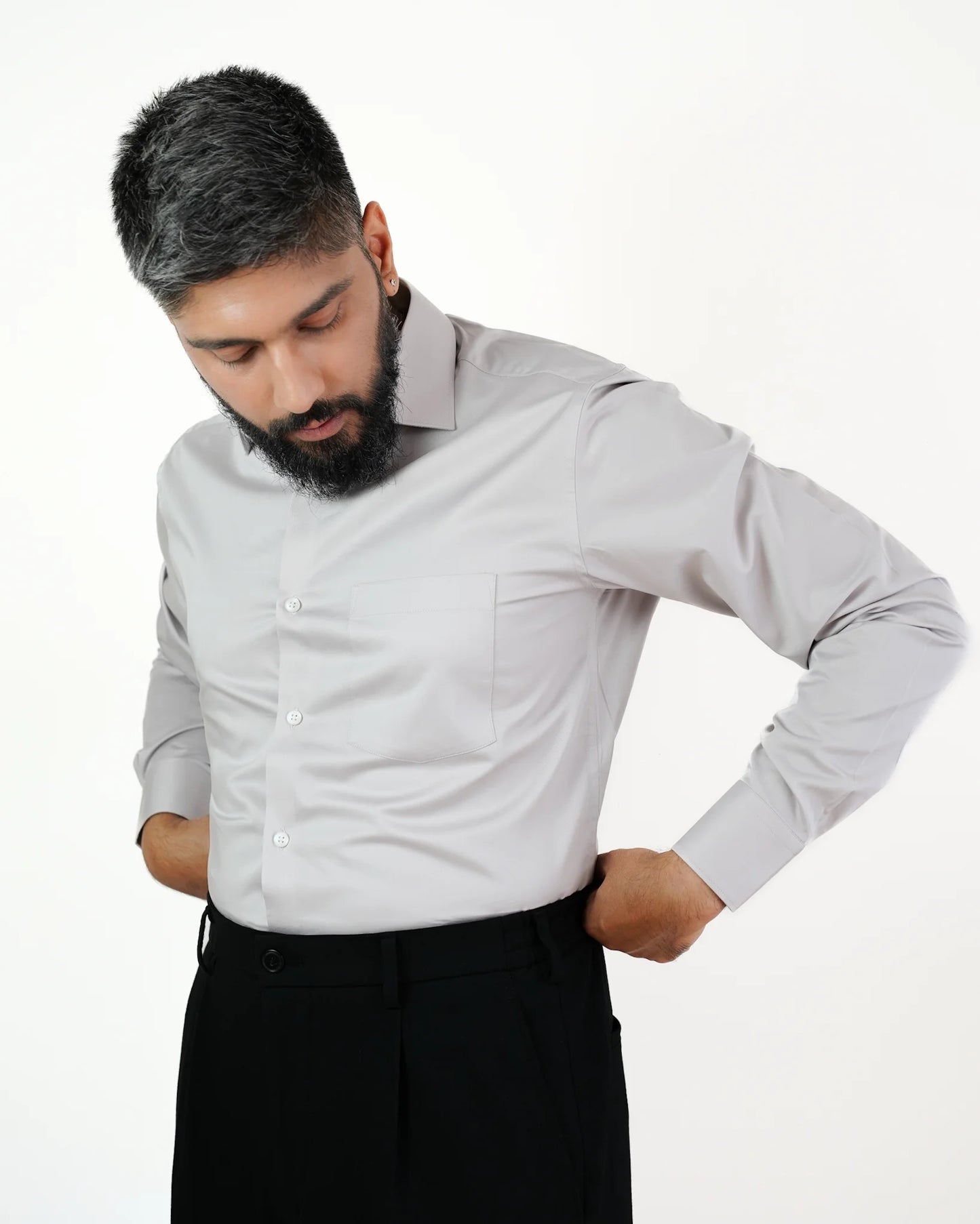 Mist Grey Satin Shirt