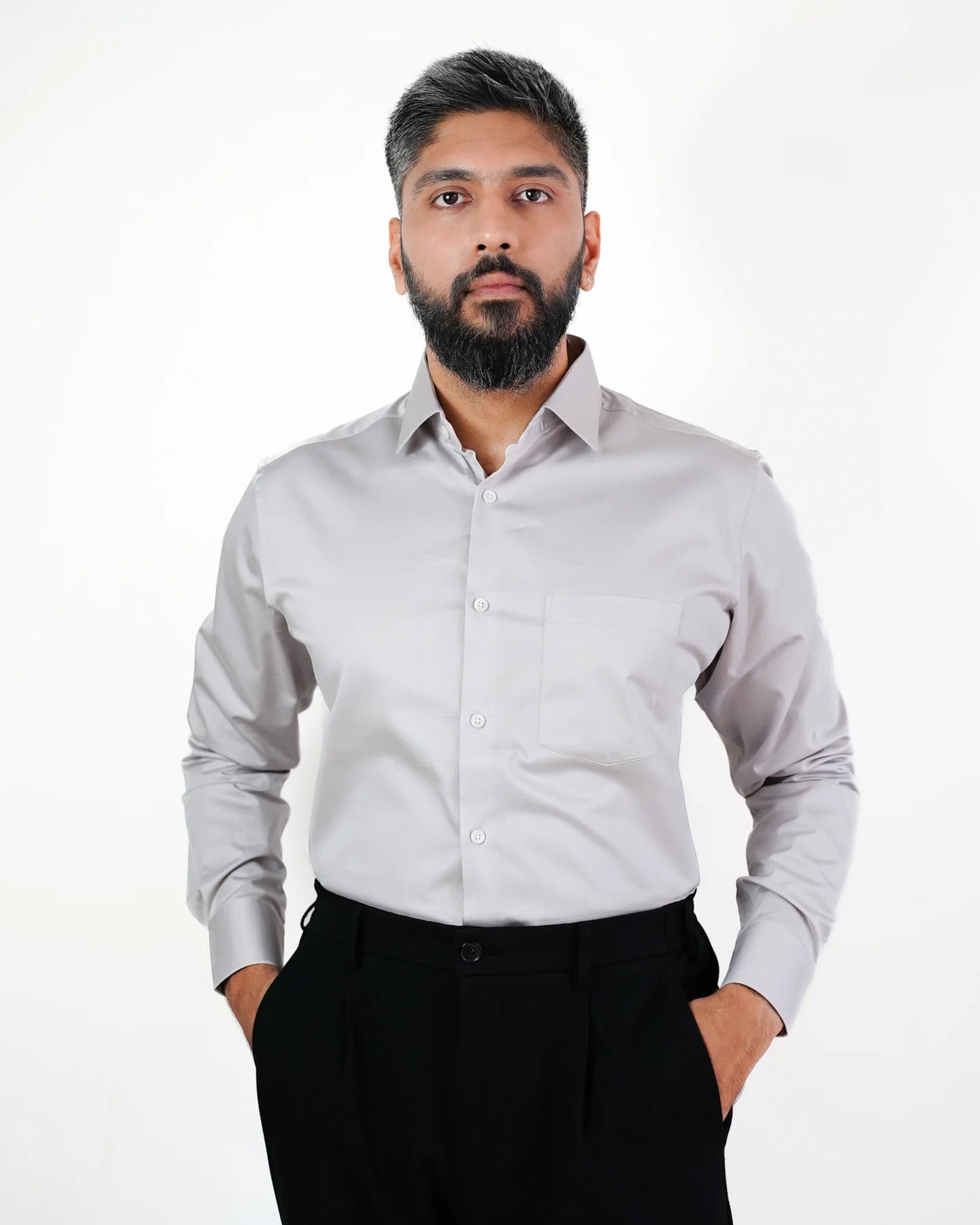 Mist Grey Satin Shirt