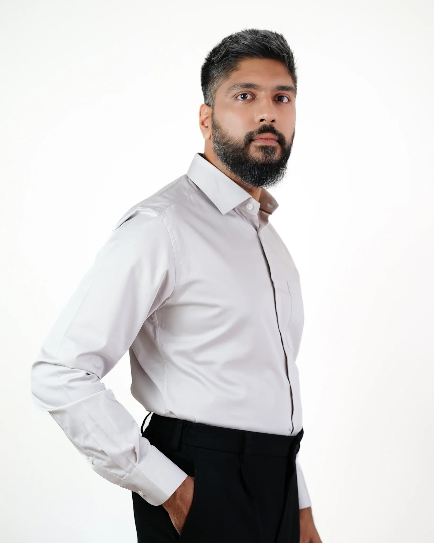 Mist Grey Satin Shirt