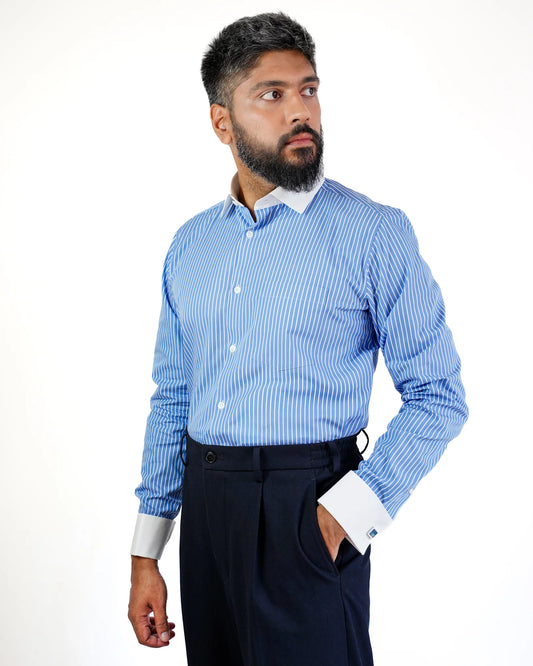 Coastal Breeze Contrast Collar Shirt