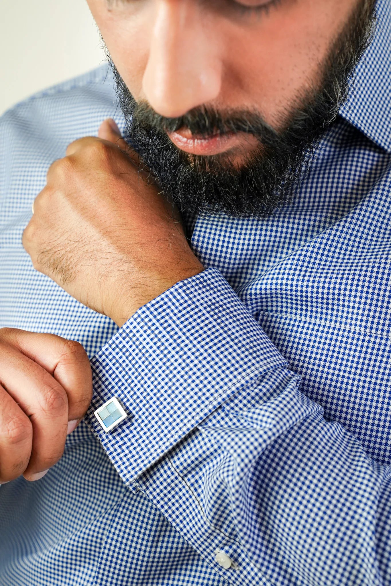 Azure Houndstooth Micro Check Shirt