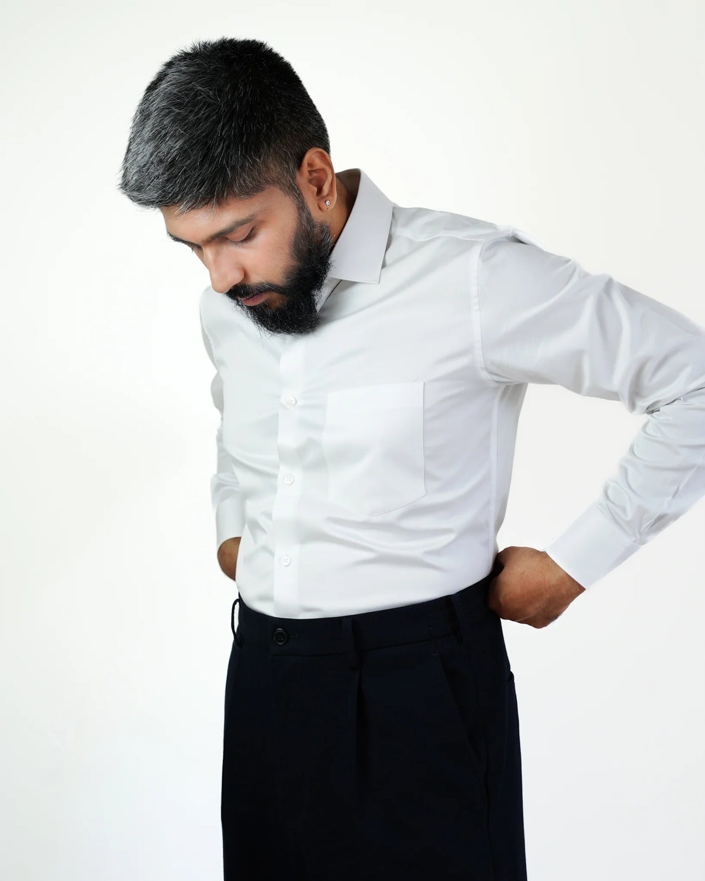 Pristine Pearl White Giza Satin Shirt
