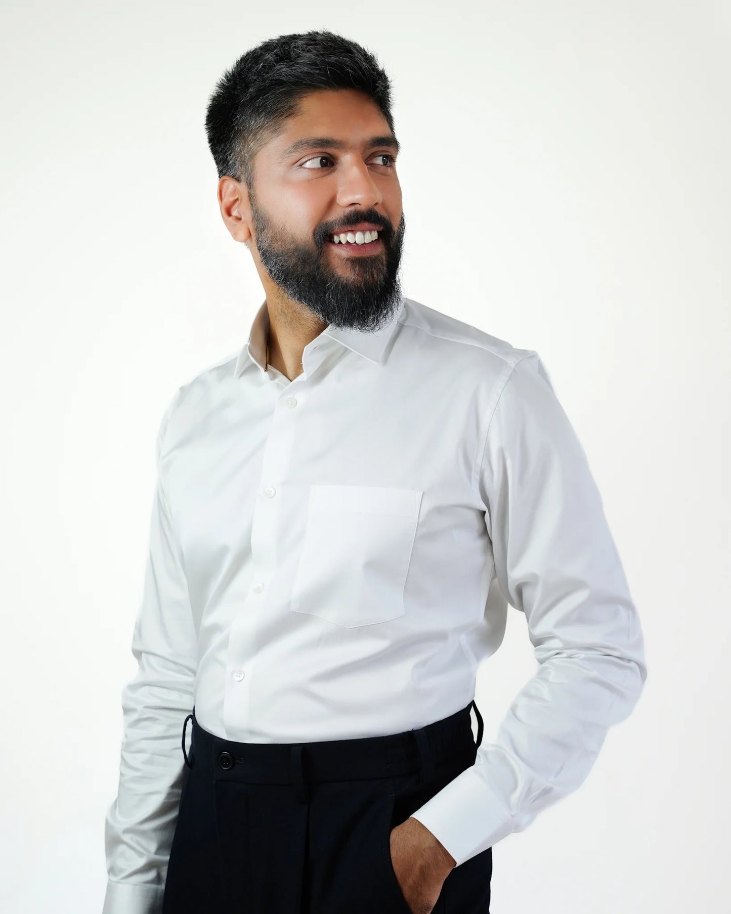 Pristine Pearl White Giza Satin Shirt