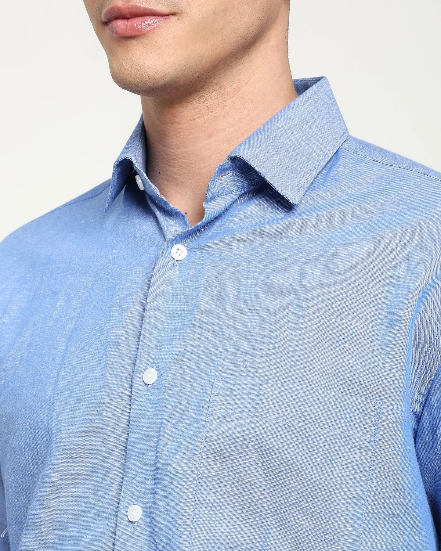Aerial Blue Cotton Linen Shirt