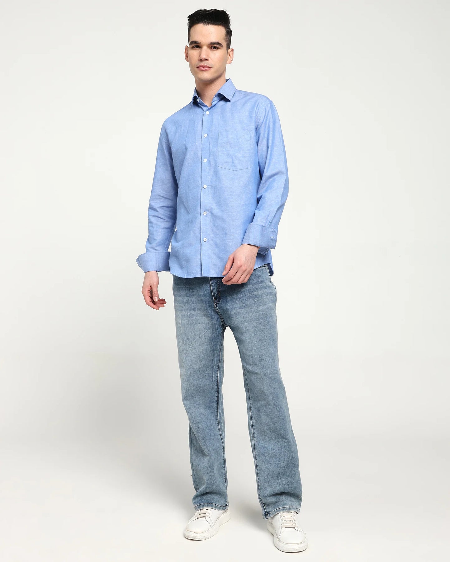 Aerial Blue Cotton Linen Shirt