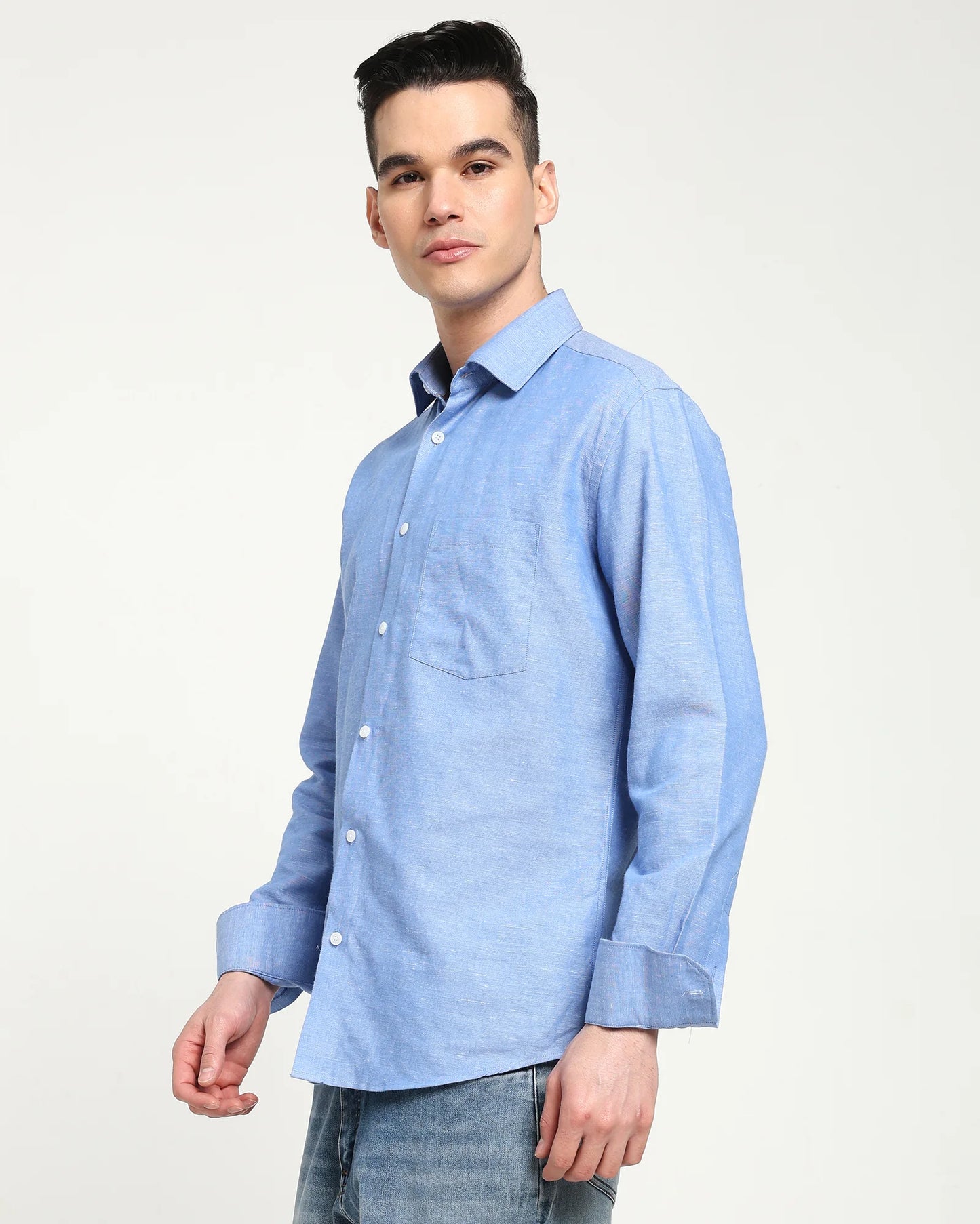 Aerial Blue Cotton Linen Shirt