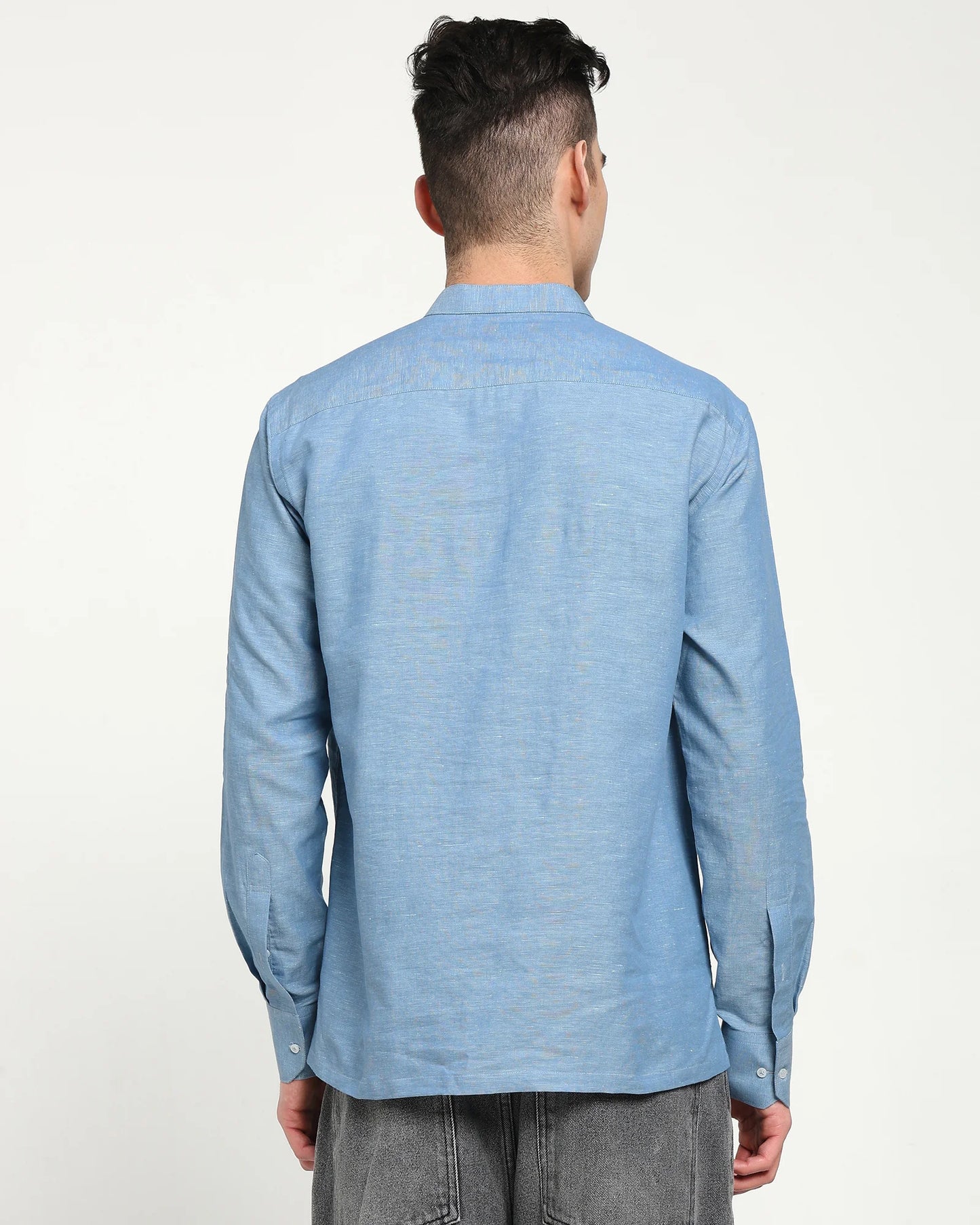 Aether Blue Cotton Linen Short Kurta