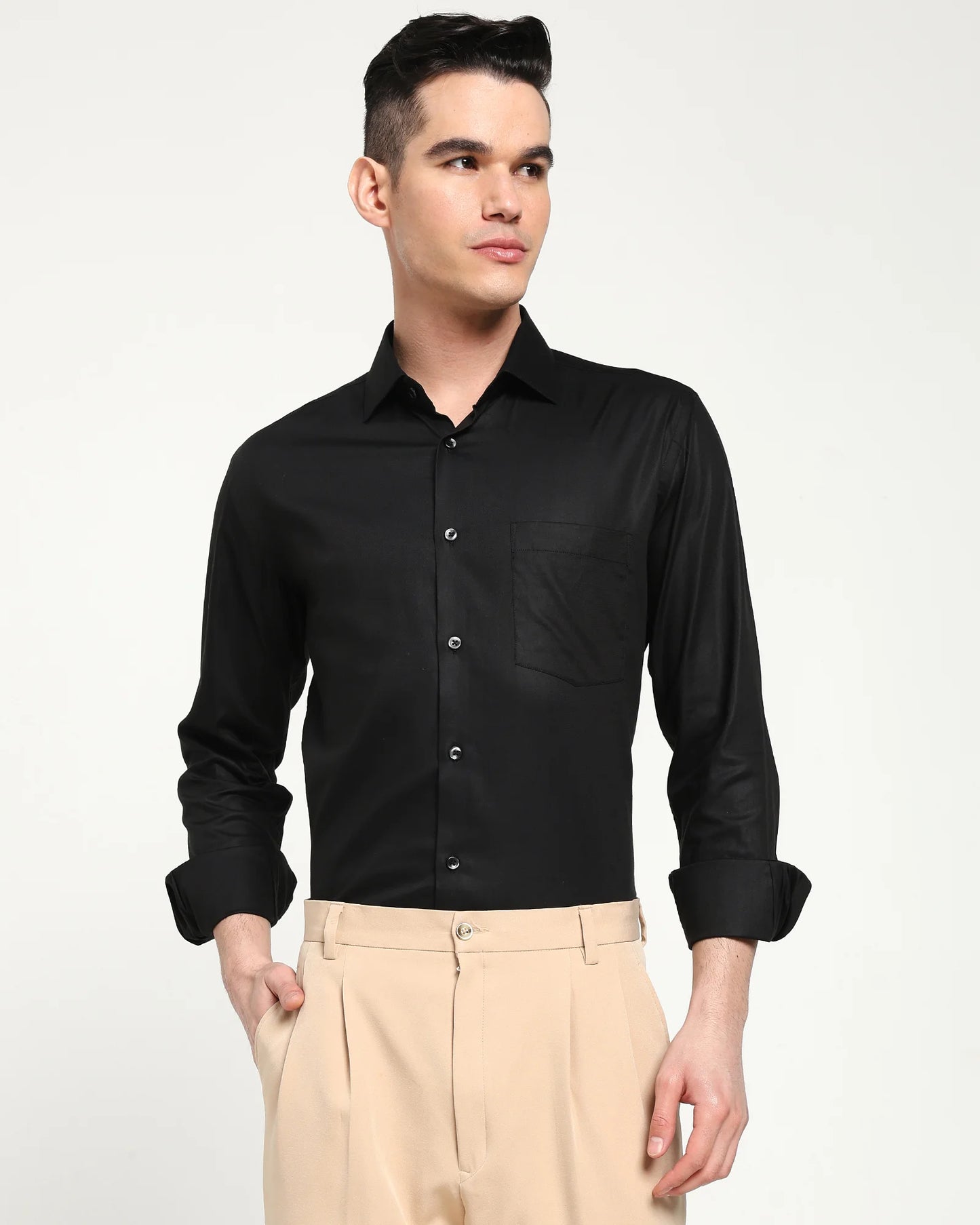 Black Stretch Twill Shirt