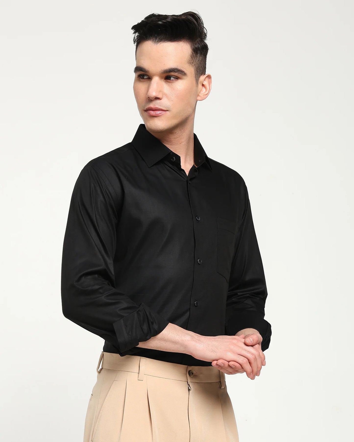 Black Stretch Twill Shirt