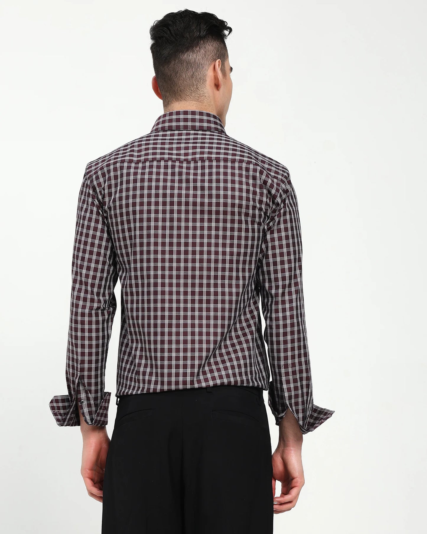 Bordeaux Grid Giza Shirt
