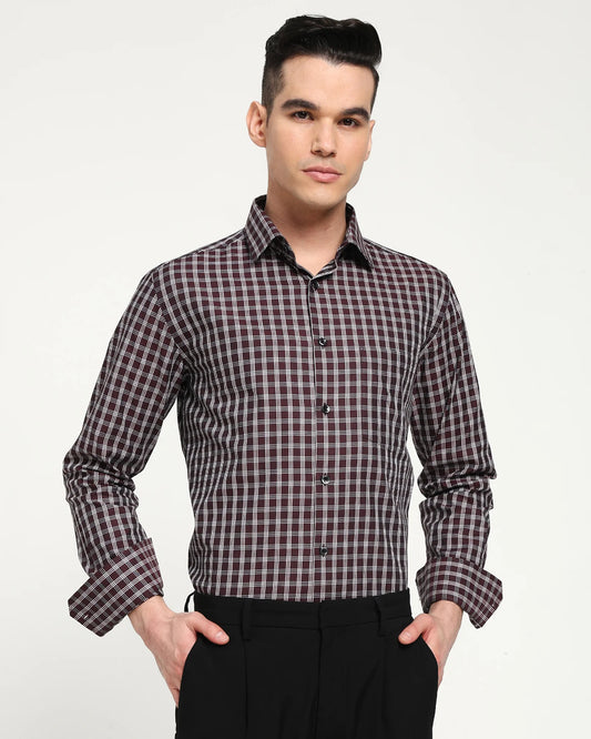 Bordeaux Grid Giza Shirt