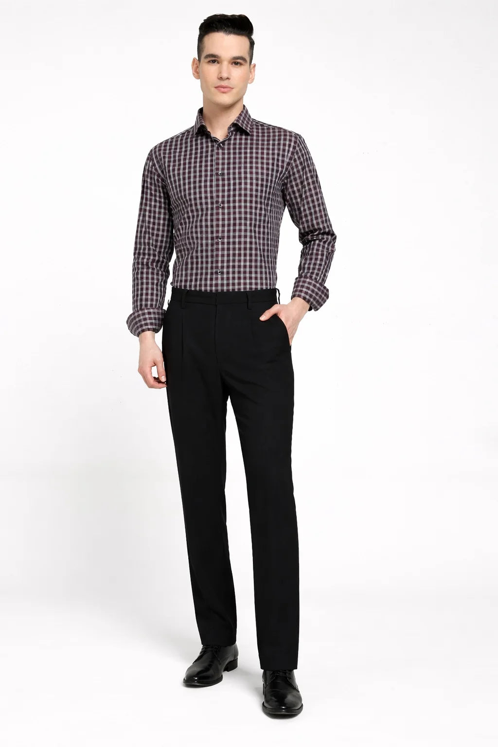 Bordeaux Grid Giza Shirt