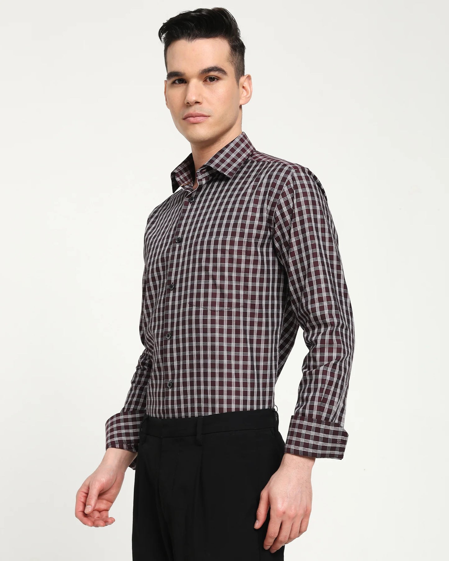 Bordeaux Grid Giza Shirt