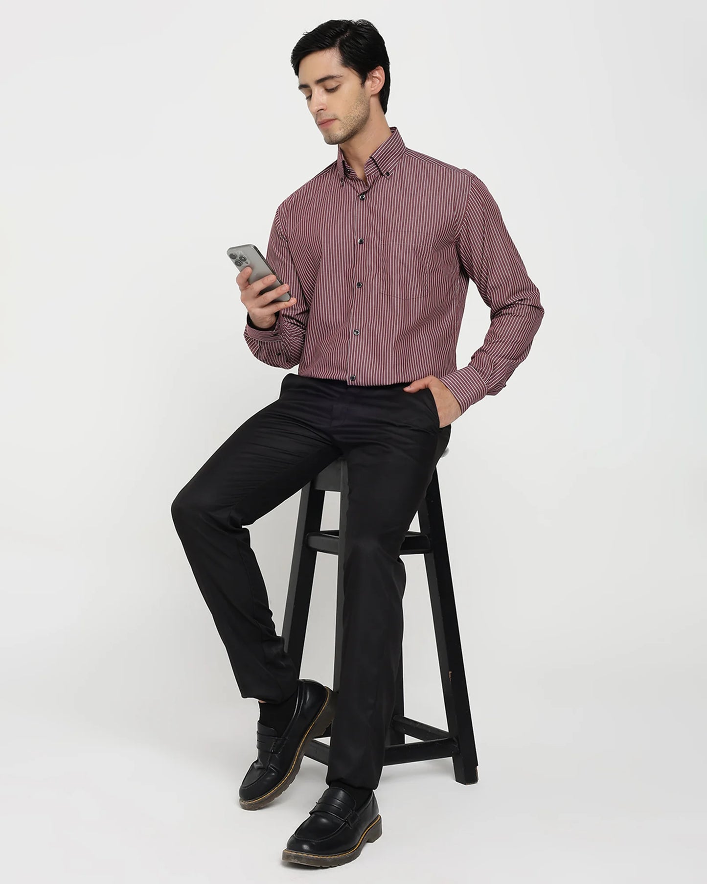 Carmine Pinstripe Cotton Shirt