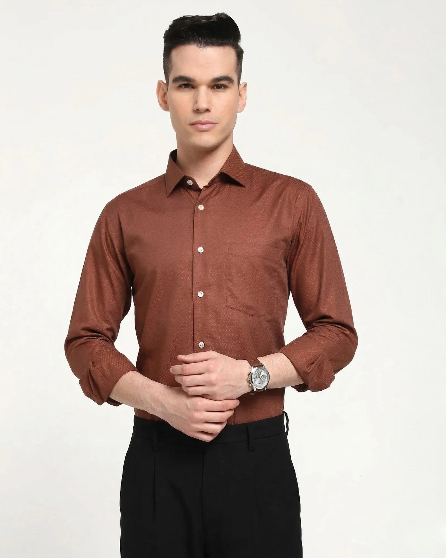 Cognac Medallion Dobby Shirt