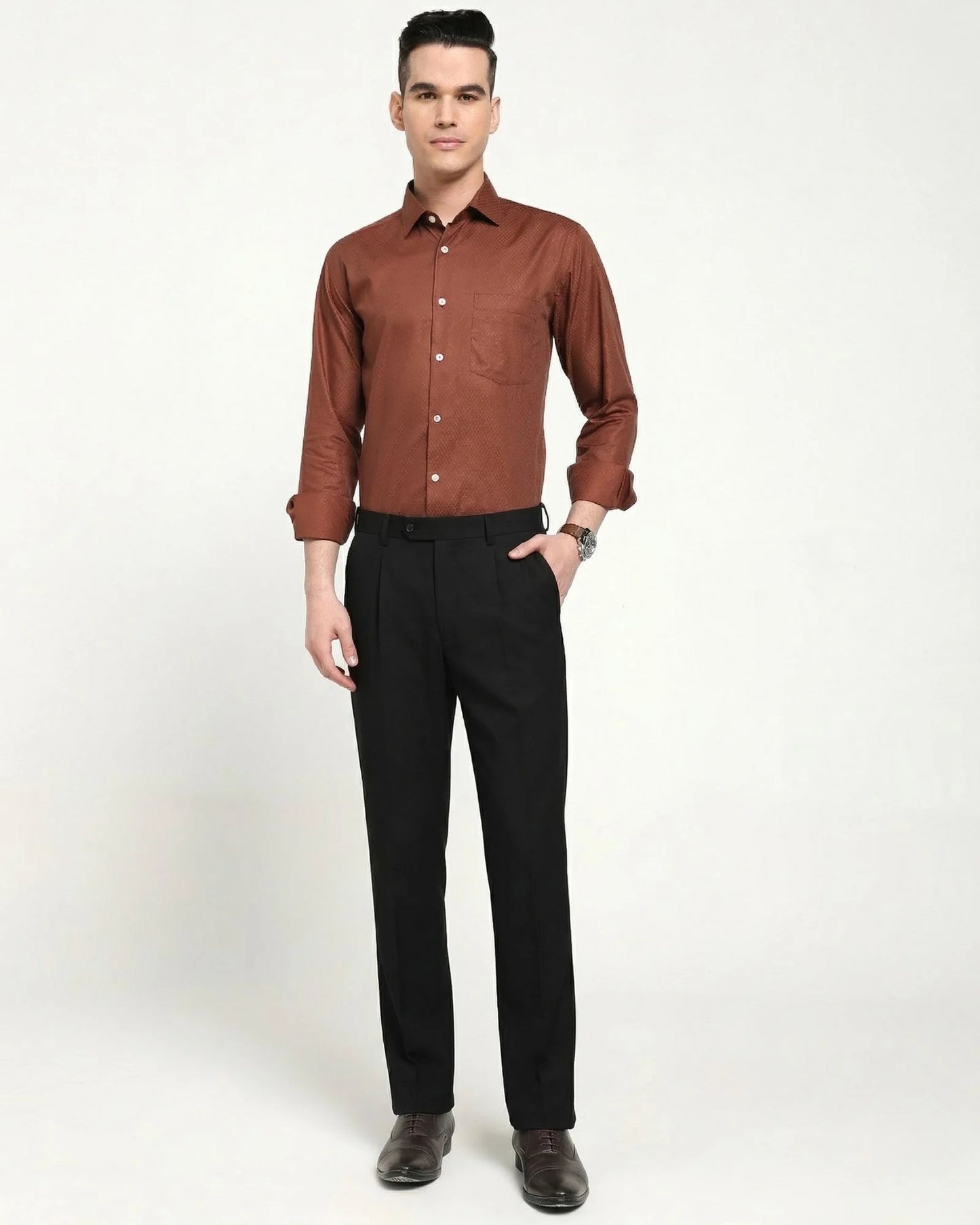 Cognac Medallion Dobby Shirt