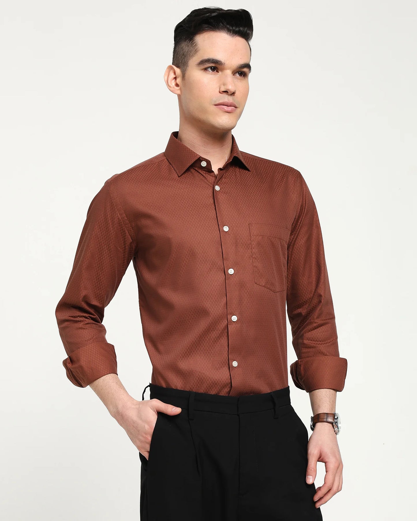 Cognac Medallion Dobby Shirt