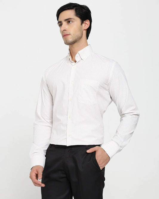Ivory Pinstripe Button-Down Shirt