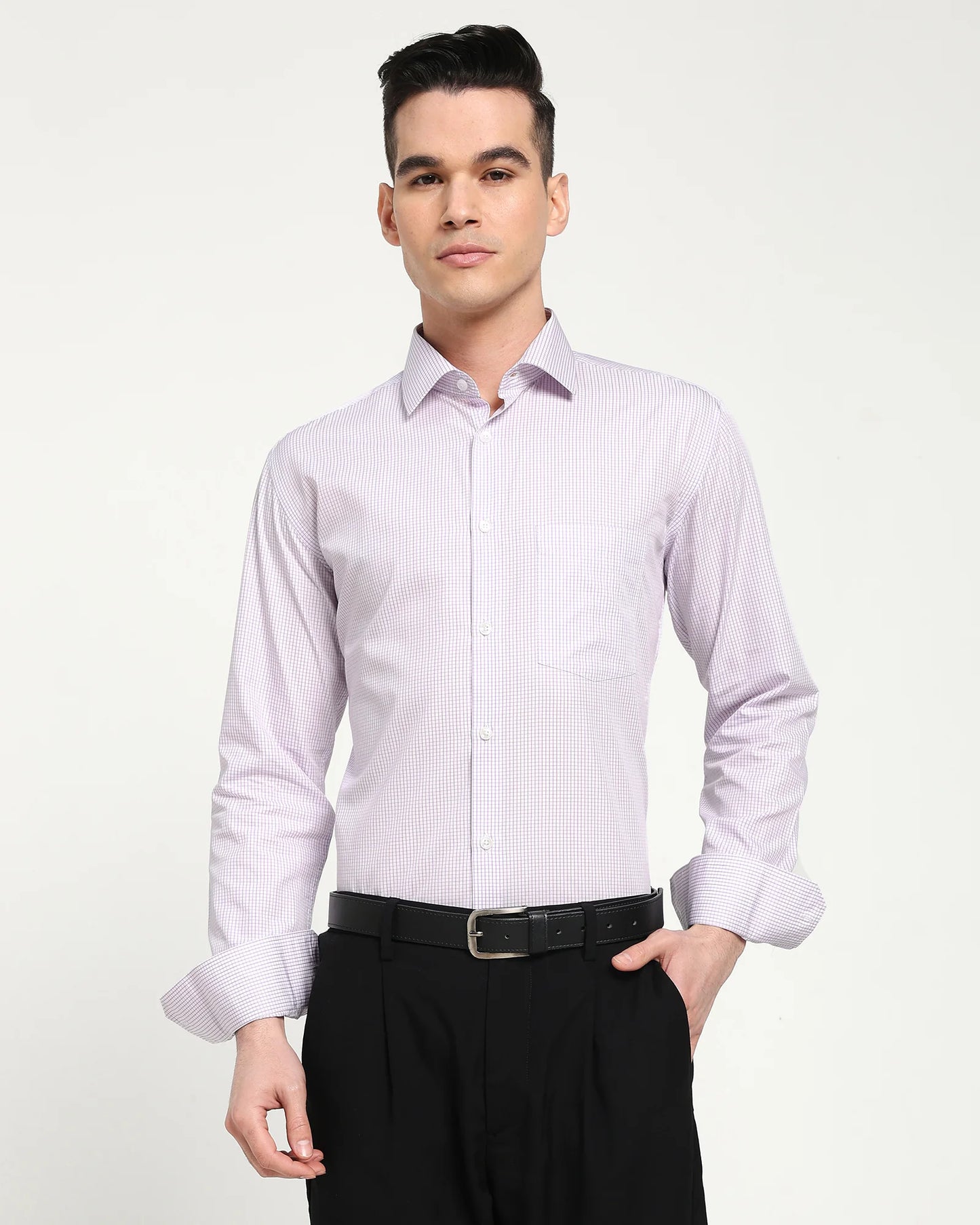 Lilac Meridian Micro Check Shirt