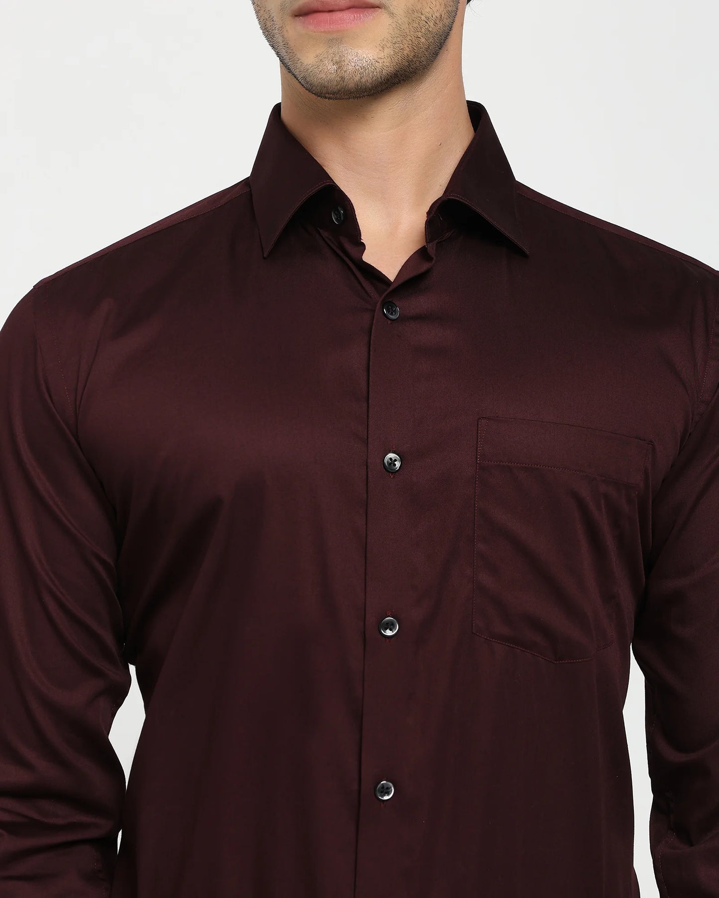 Merlot Satin Giza Cotton Shirt
