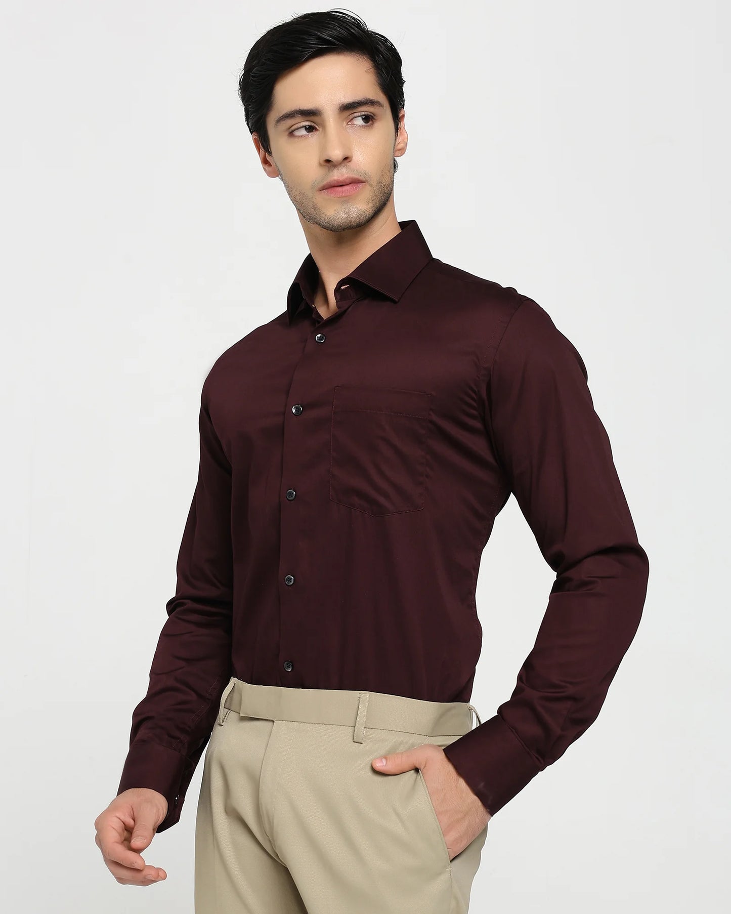 Merlot Satin Giza Cotton Shirt