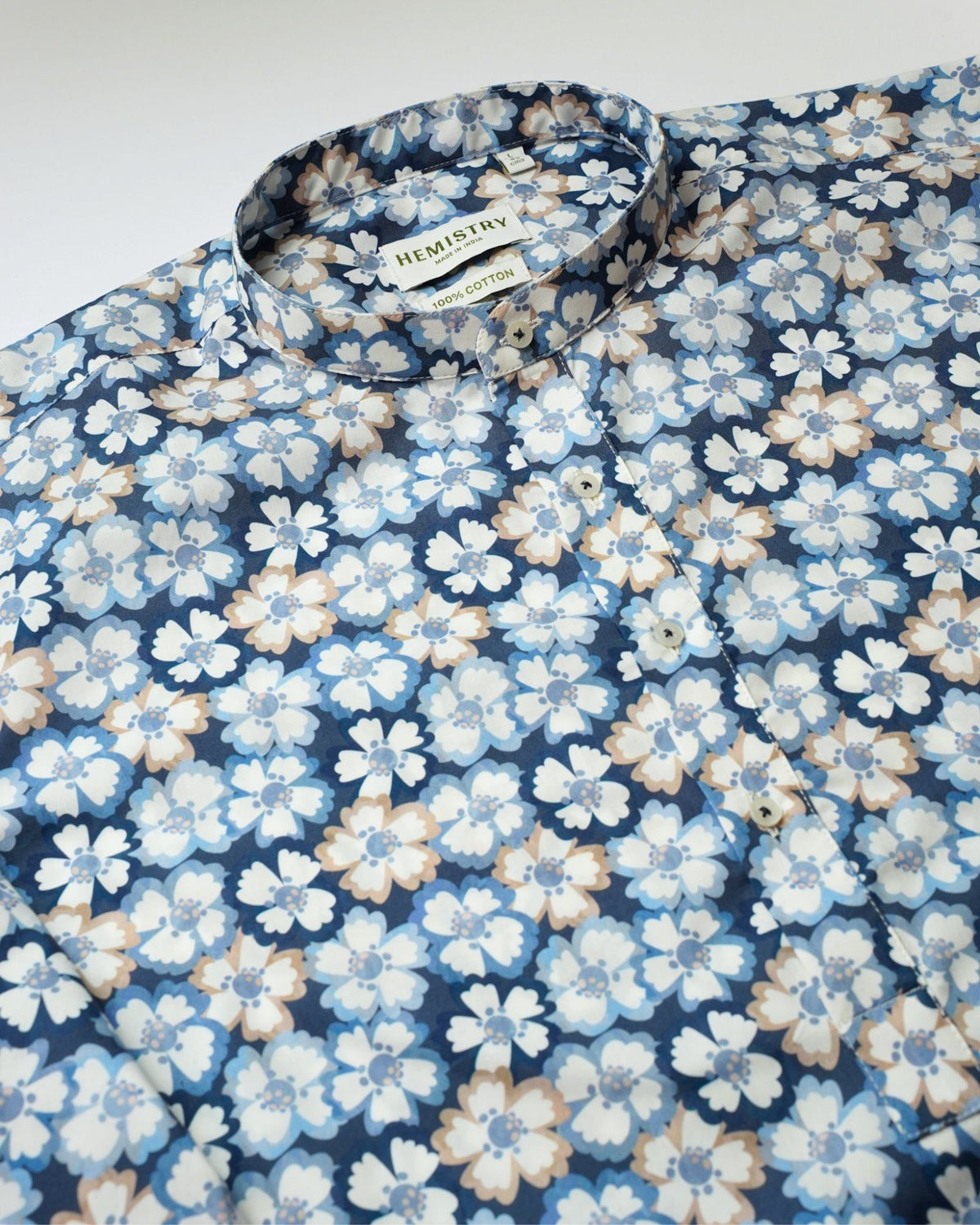 Navy Bloom Floral Print Short Kurta
