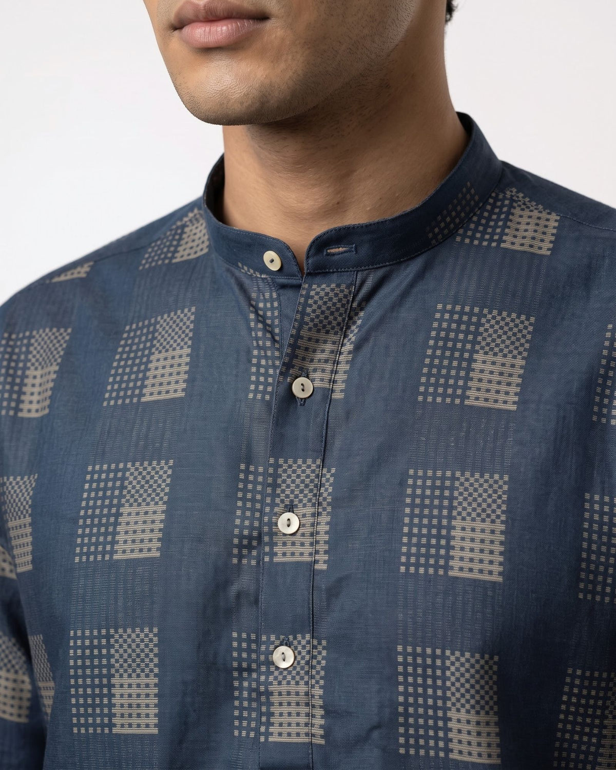 Neel Geometric Giza Cotton Short Kurta