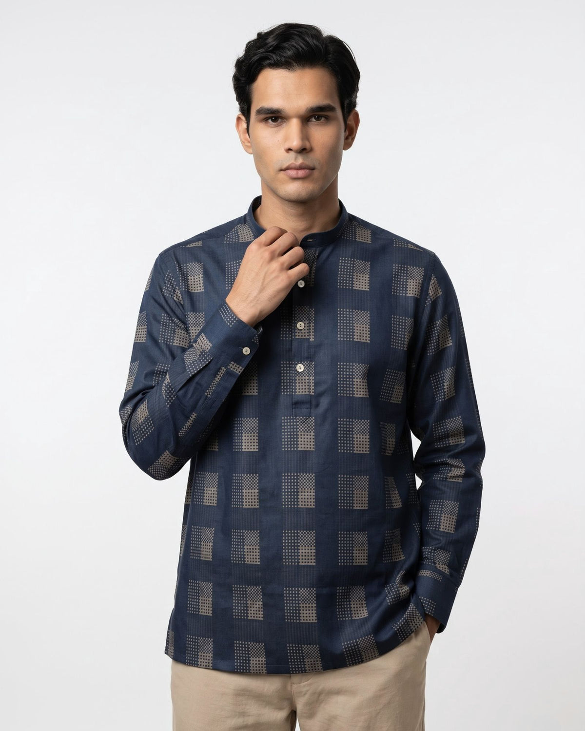 Neel Geometric Giza Cotton Short Kurta